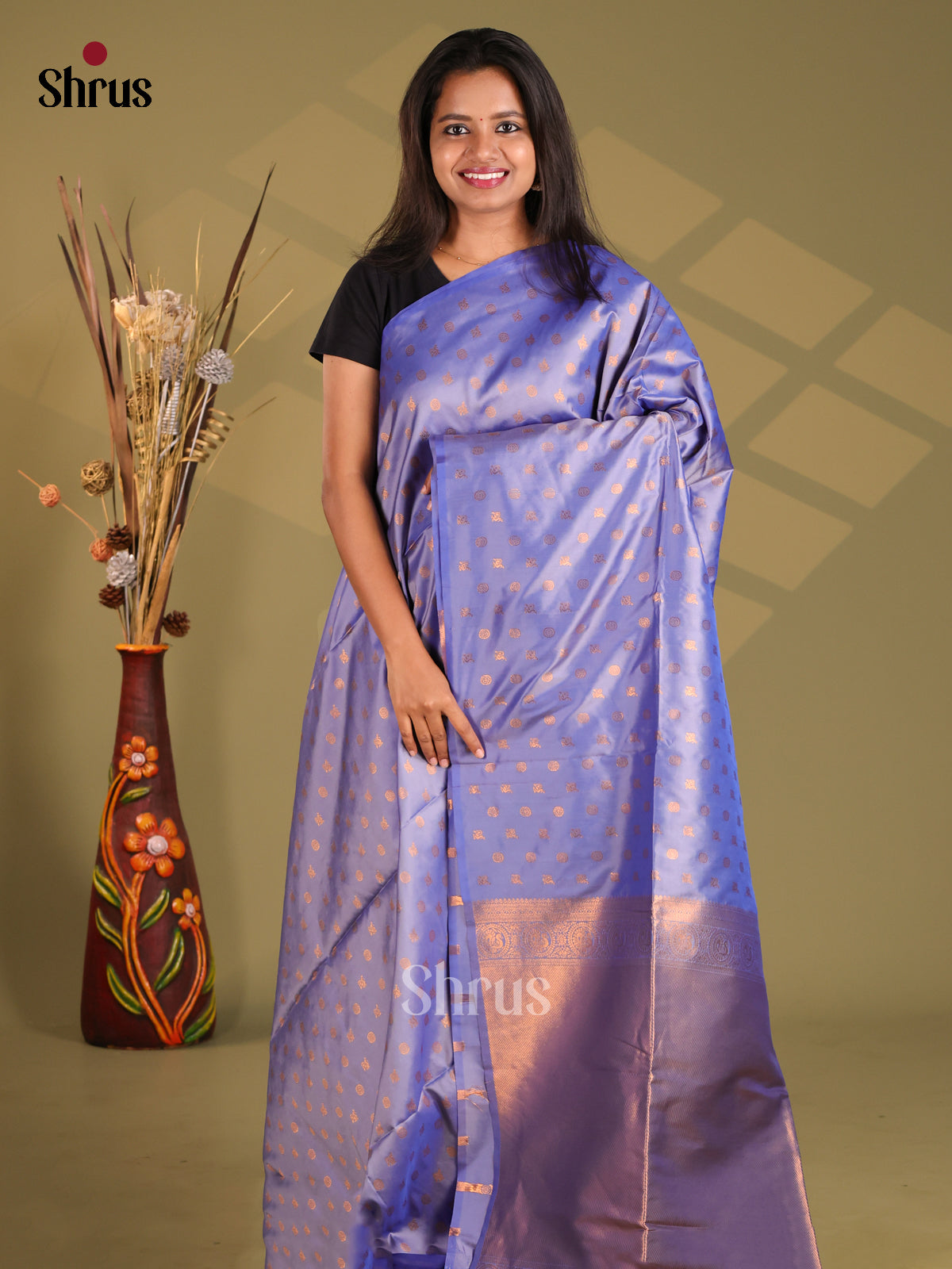 Lavender - Semi Softsilk Saree - Shop on Shrus.com