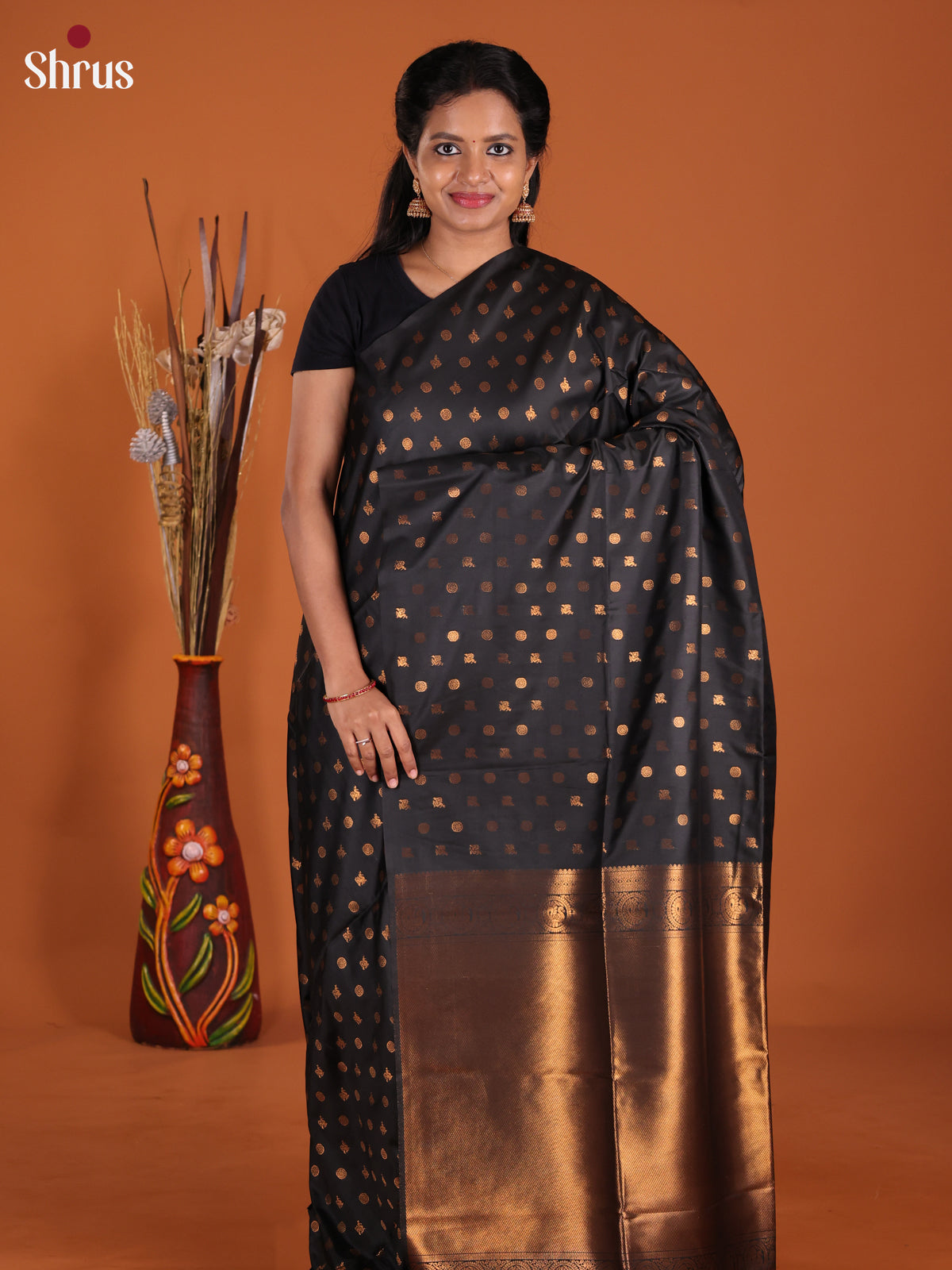 Black - Semi Softsilk Saree