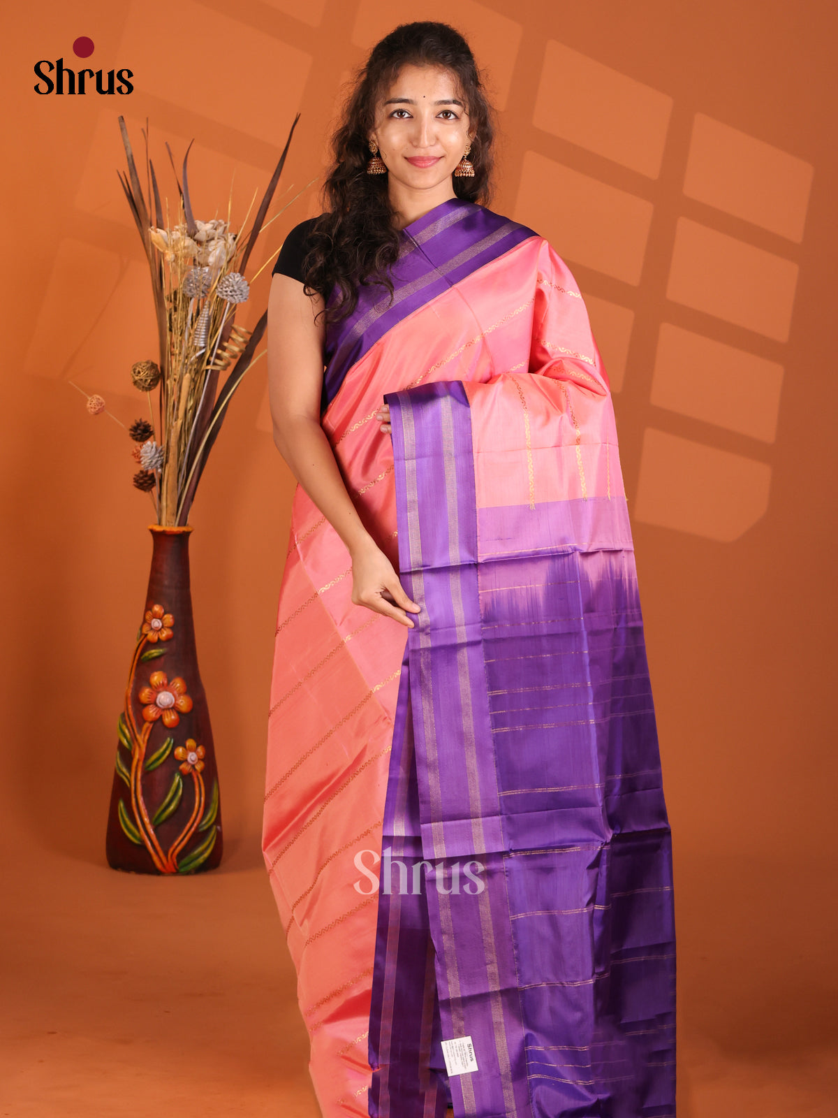 Pink & Violet - Banana Pith Saree - Shop on Shrus.com
