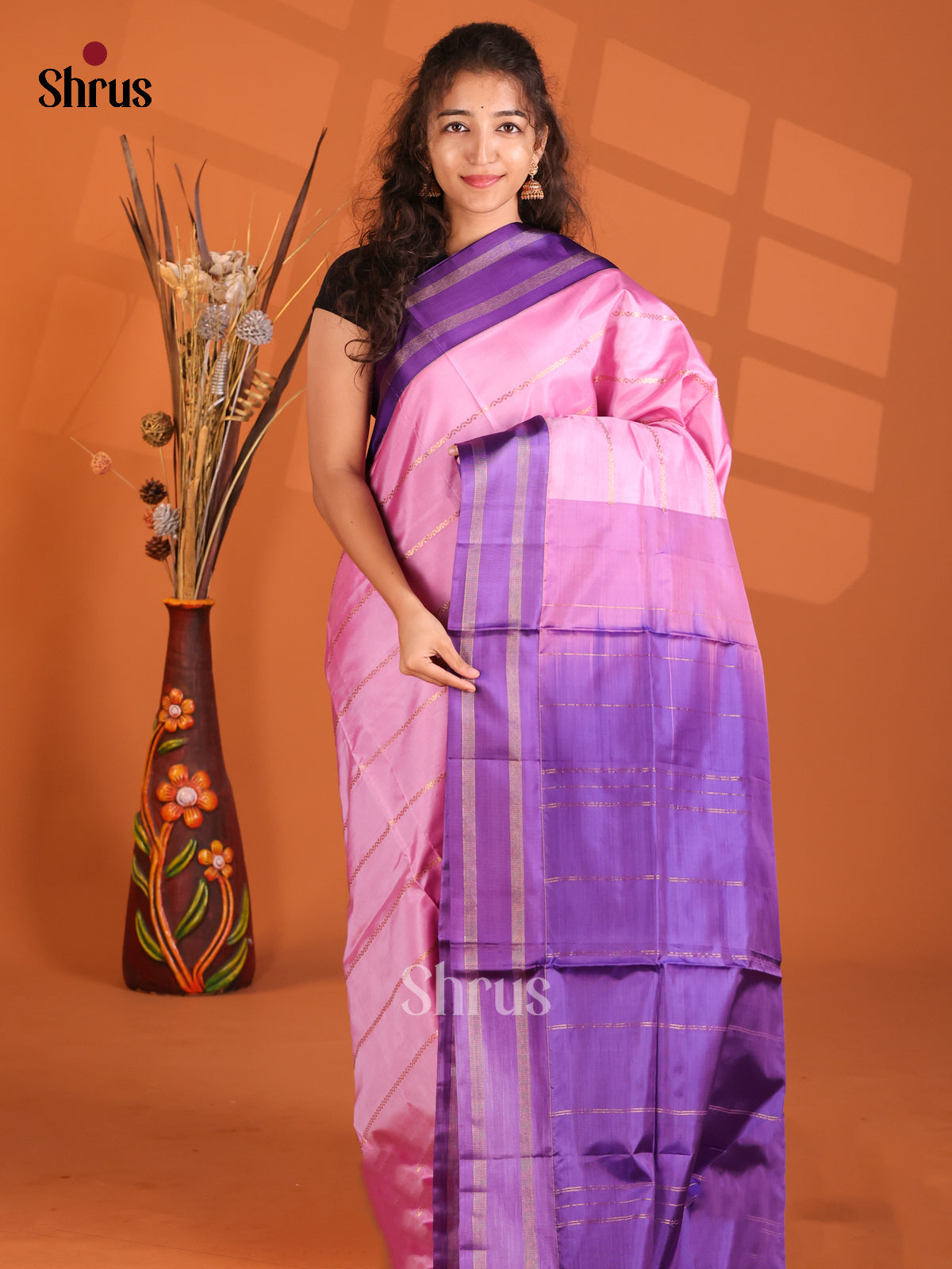Pink & Violet - Banana Pith Saree - Shop on Shrus.com
