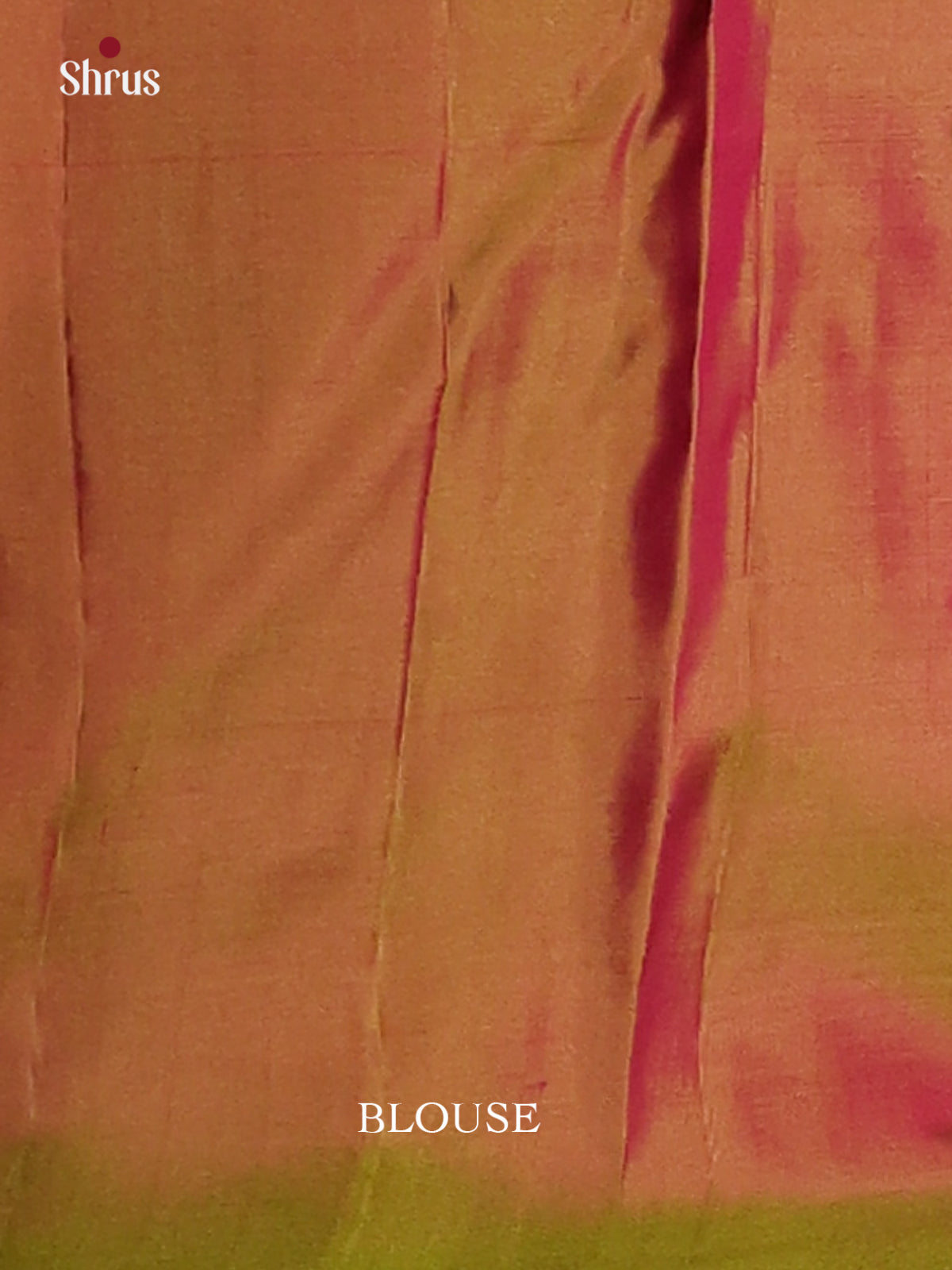 Pink  & Double Shaded Green Kanchipuram silk Saree with thread woven temple border - Shop on Shrus.com