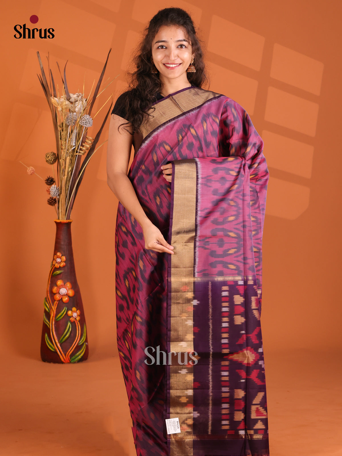 Pink & Violet - Pochampally sico Saree - Shop on Shrus.com