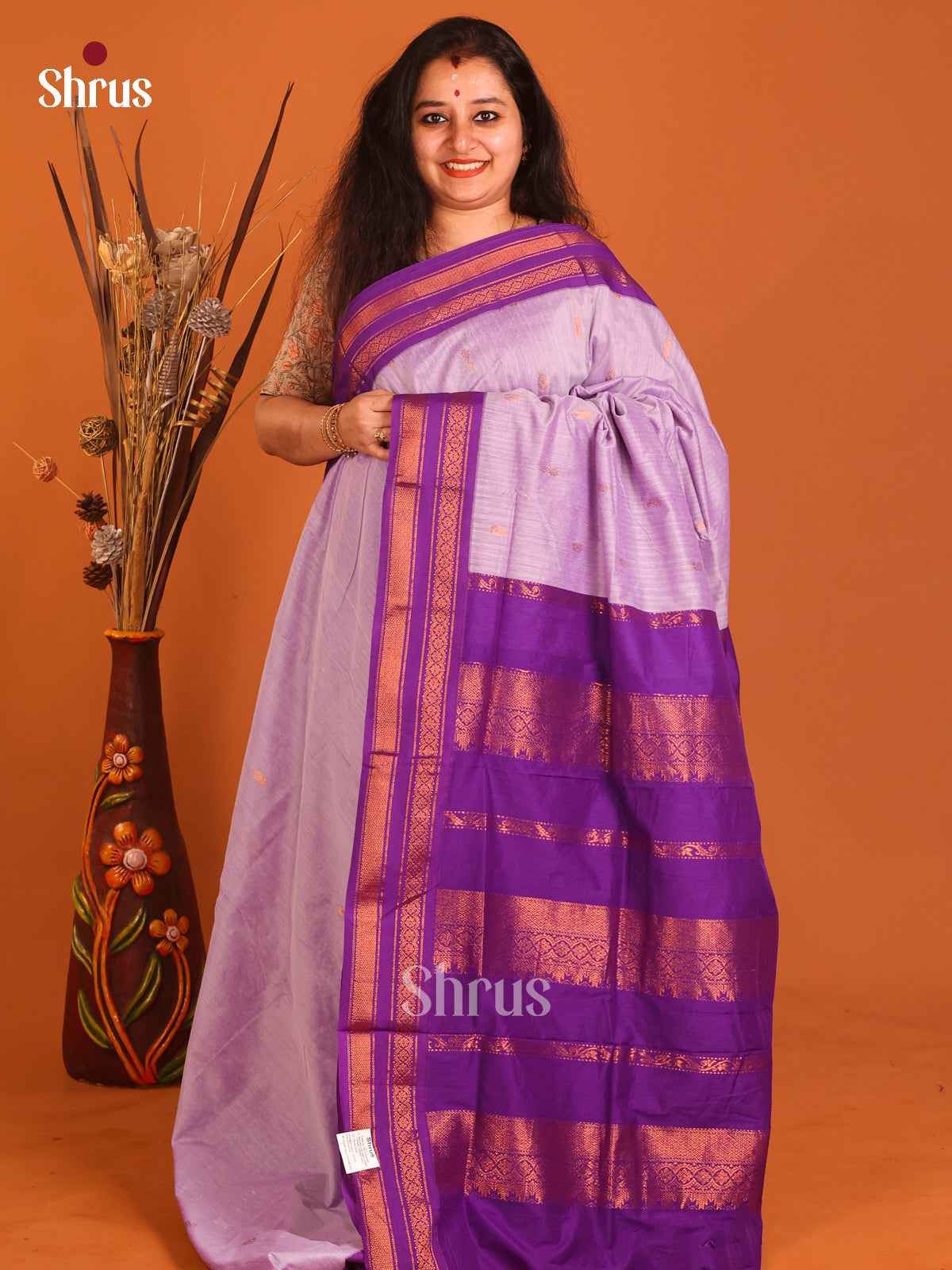 Lavender & Violet- Kalyani Cotton Saree - Shop on Shrus.com