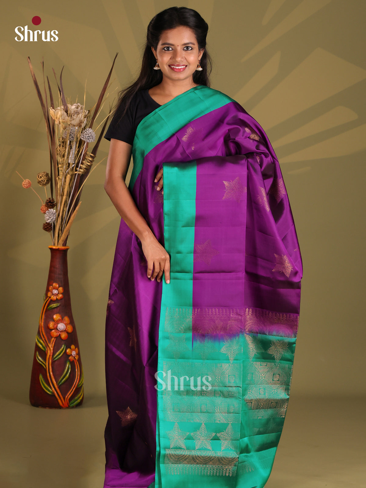 DGS11040 - Softsilk-halfpure Saree - Shop on Shrus.com