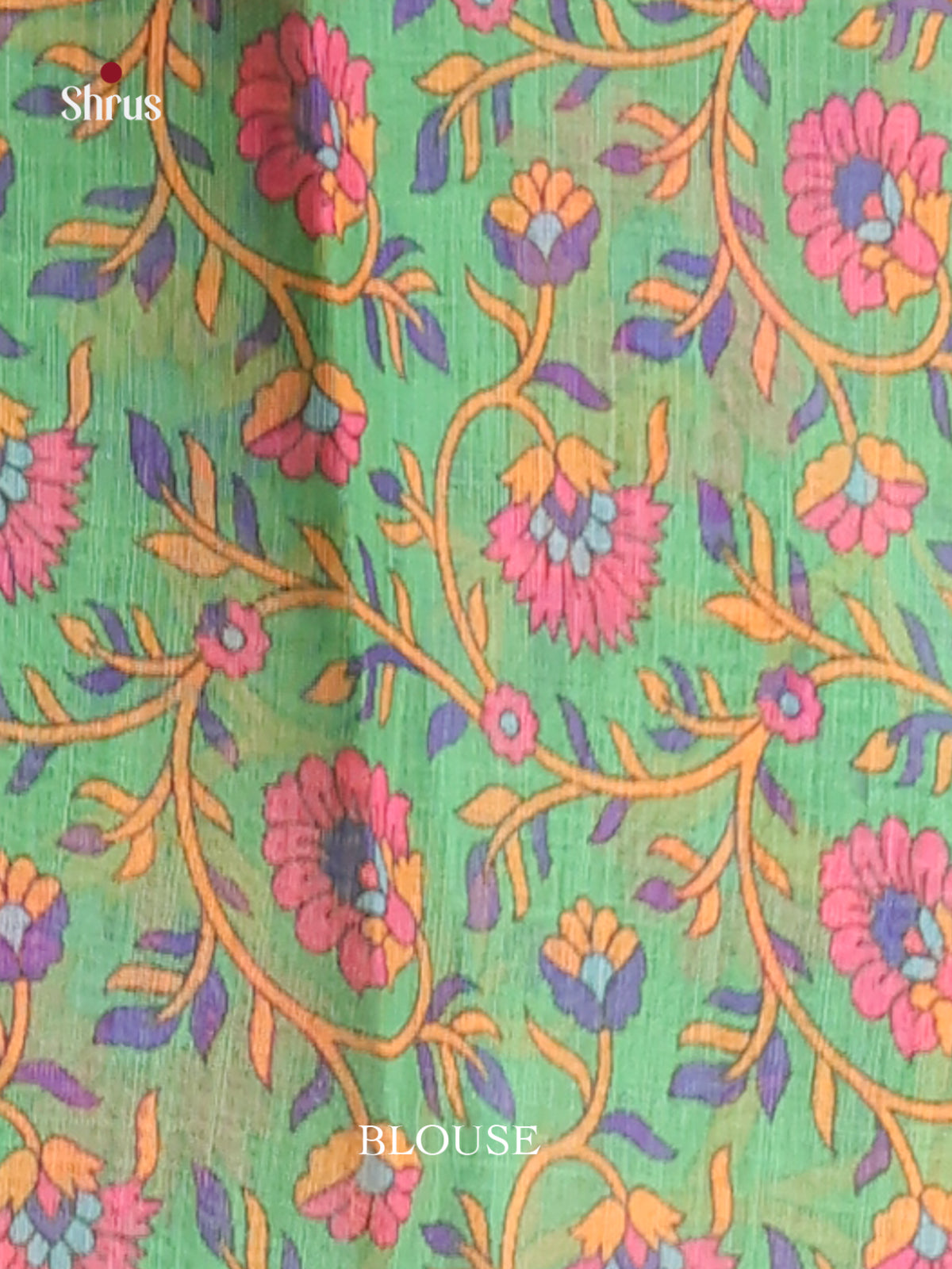 Pink & Green - Linen Cotton Saree - Shop on Shrus.com