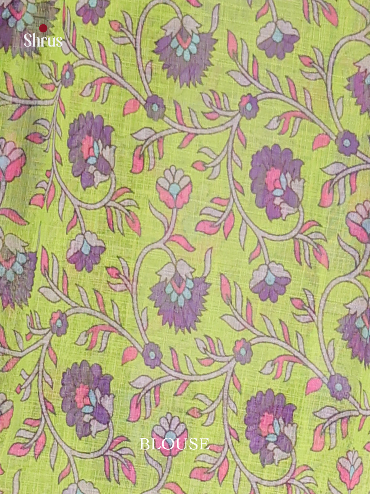 Purple  & Green - Linen Cotton Saree - Shop on Shrus.com