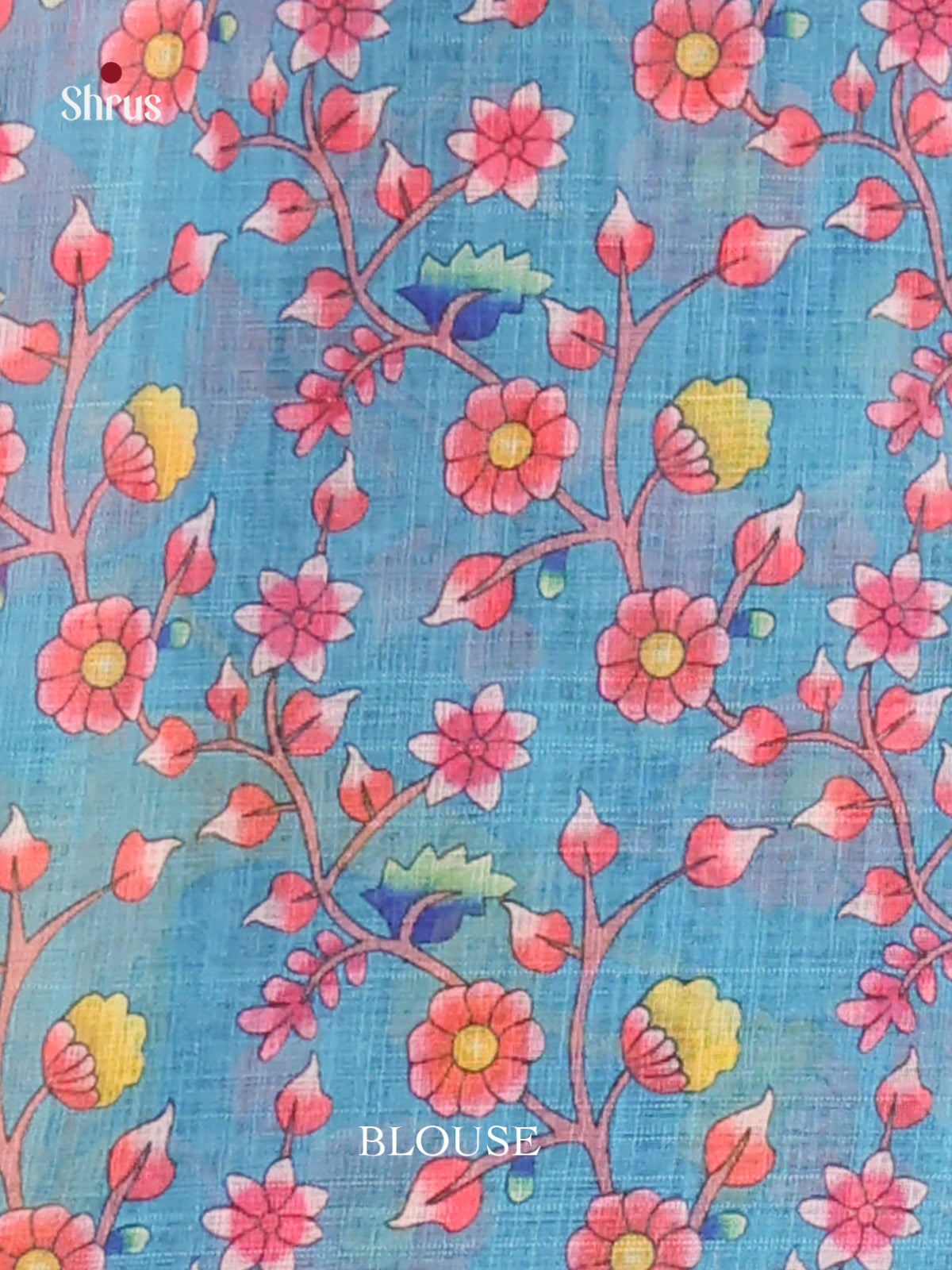 Yellow & Blue - Linen Cotton Saree - Shop on Shrus.com