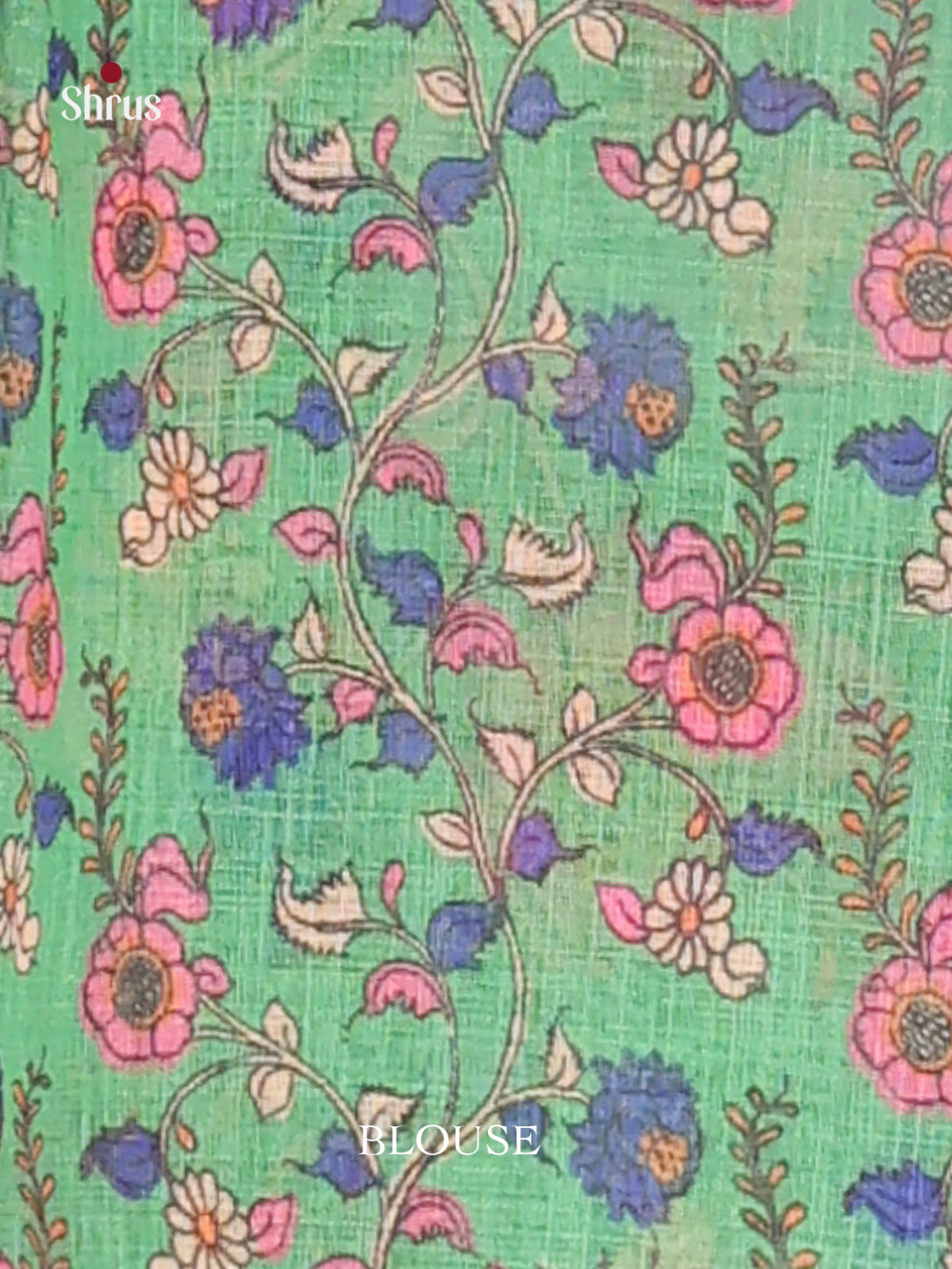 Pink & Green - Linen Cotton Saree - Shop on Shrus.com