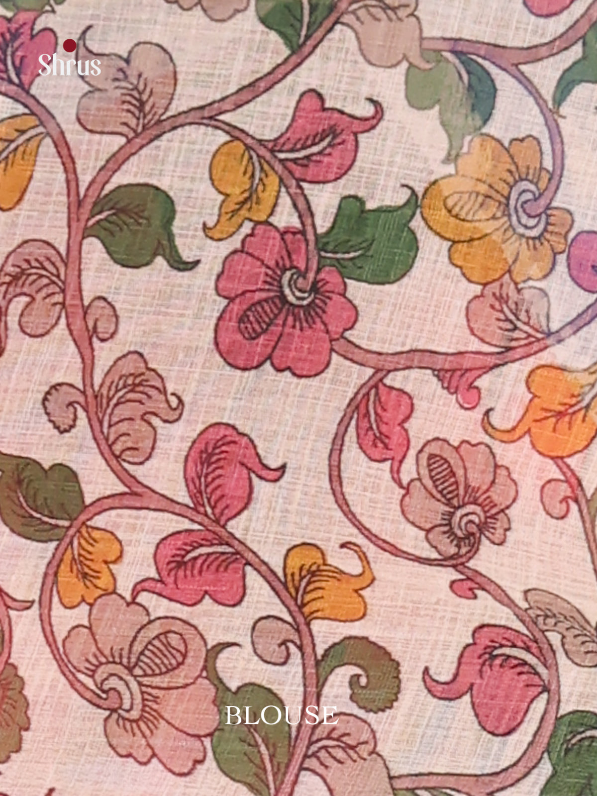 Cream & Blue - Linen Cotton Saree