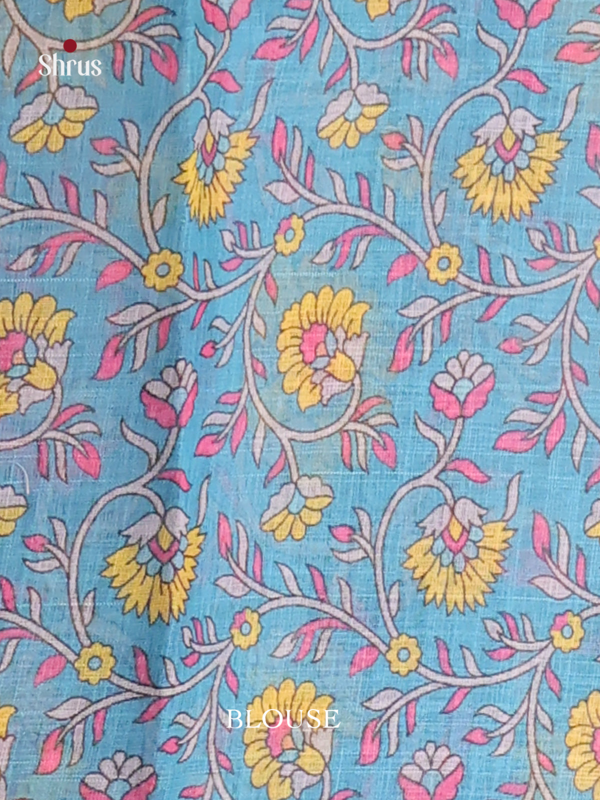 Yellow & Blue - Linen Cotton Saree - Shop on Shrus.com