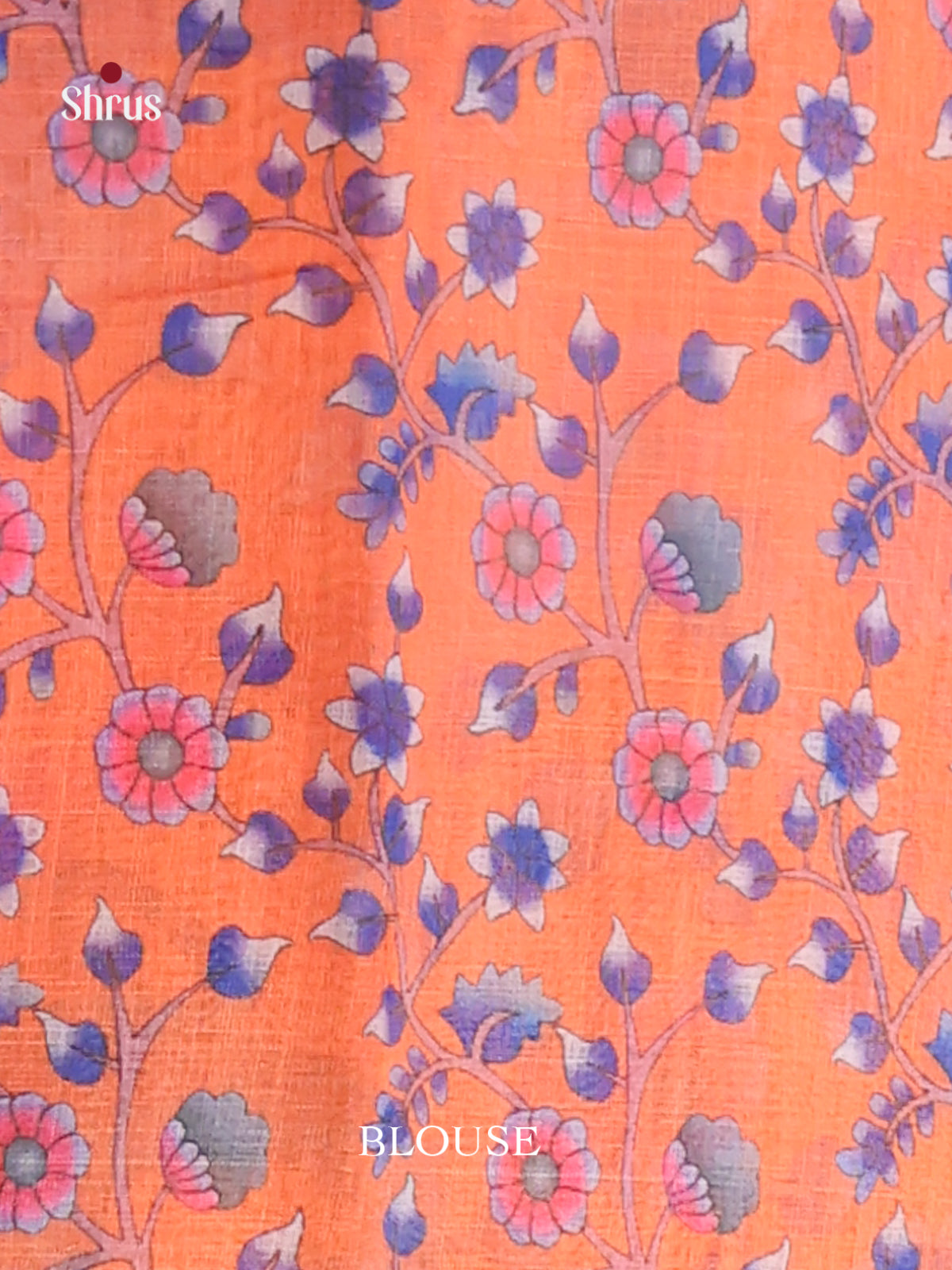 Grey & Orange - Linen Cotton Saree - Shop on Shrus.com