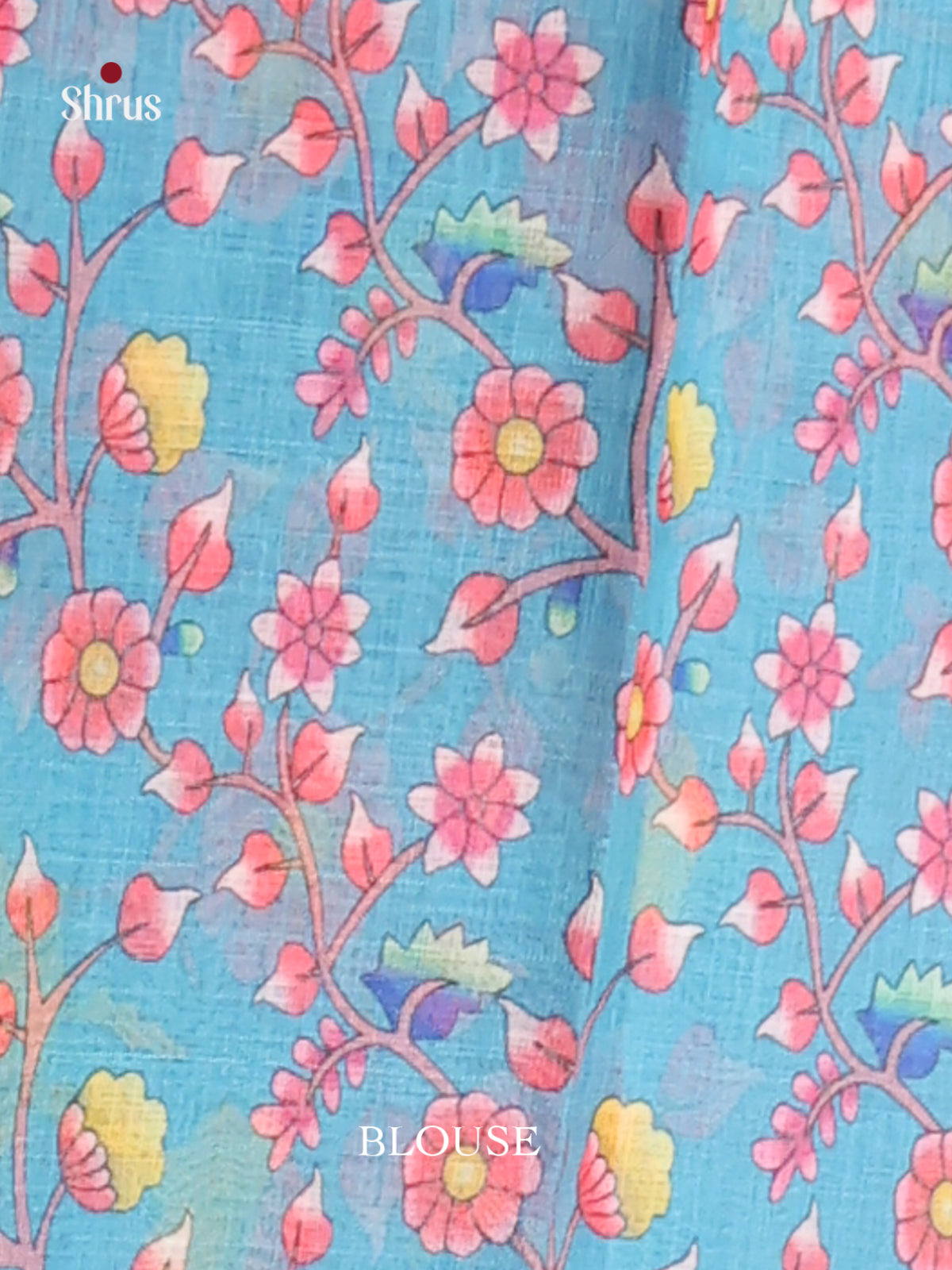 Yellow & Blue - Linen Cotton Saree - Shop on Shrus.com