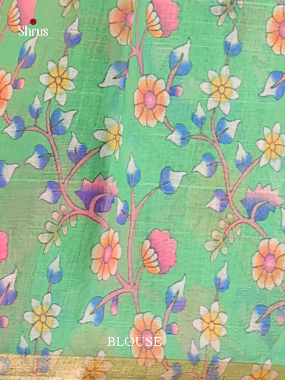 Pink & Green- Linen Cotton Saree - Shop on Shrus.com