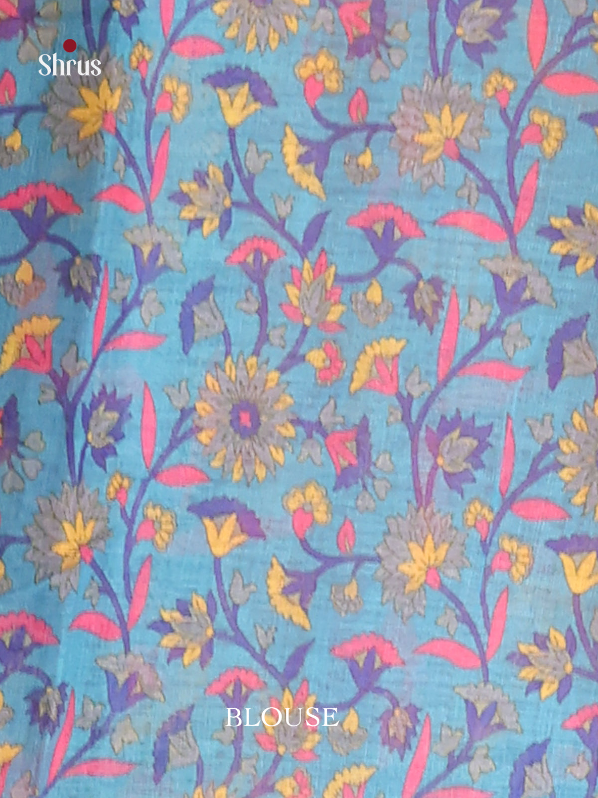 Yellow & Blue - Linen Cotton Saree - Shop on Shrus.com