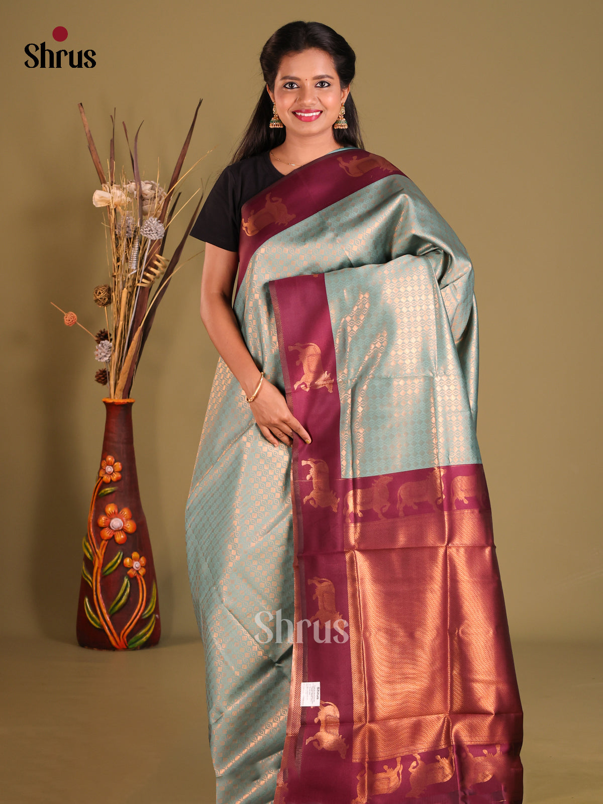 DGS14053 - Semi Softsilk Saree - Shop on Shrus.com
