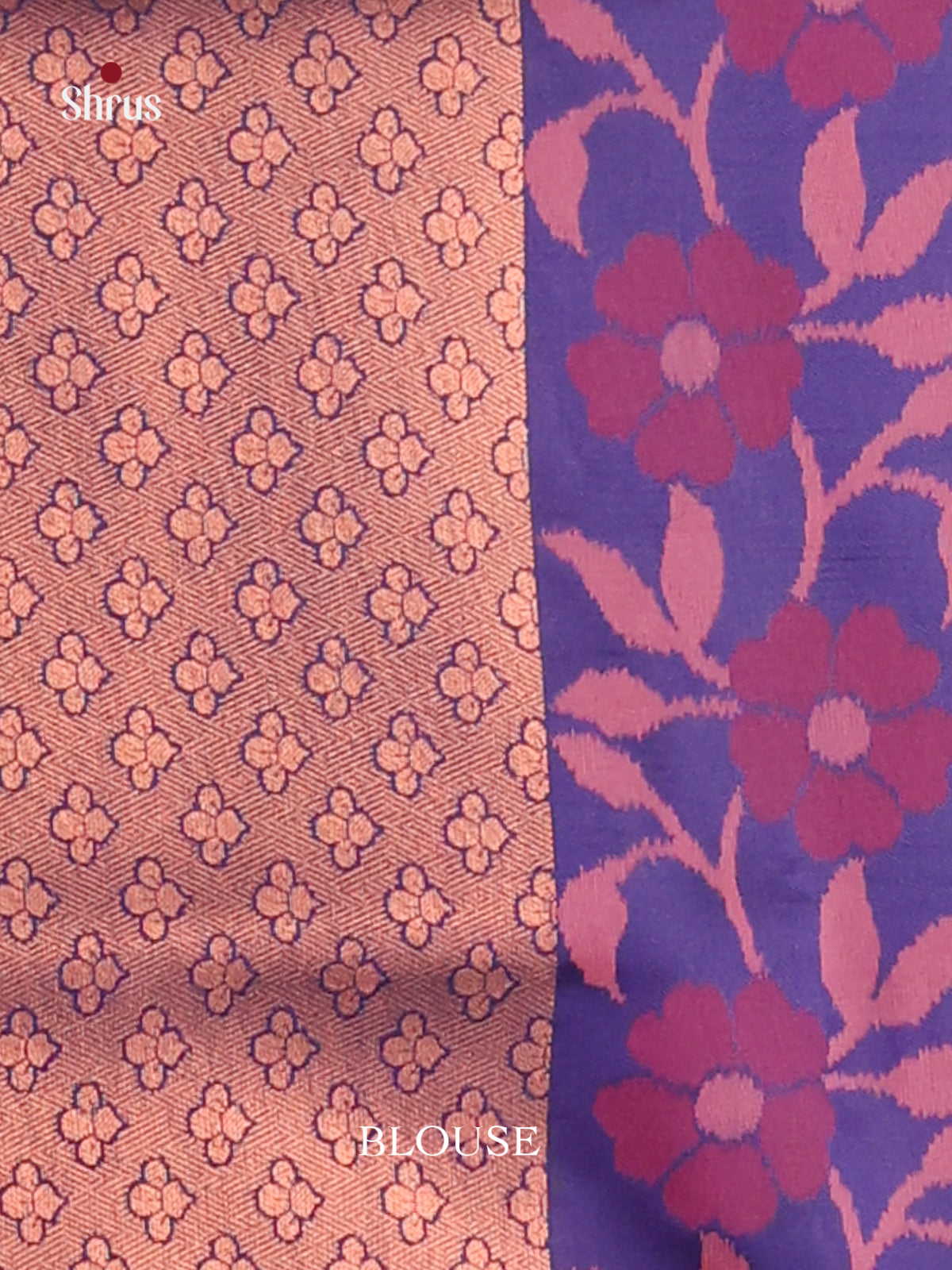 Pink & Blue - Semi Softsilk Saree - Shop on Shrus.com