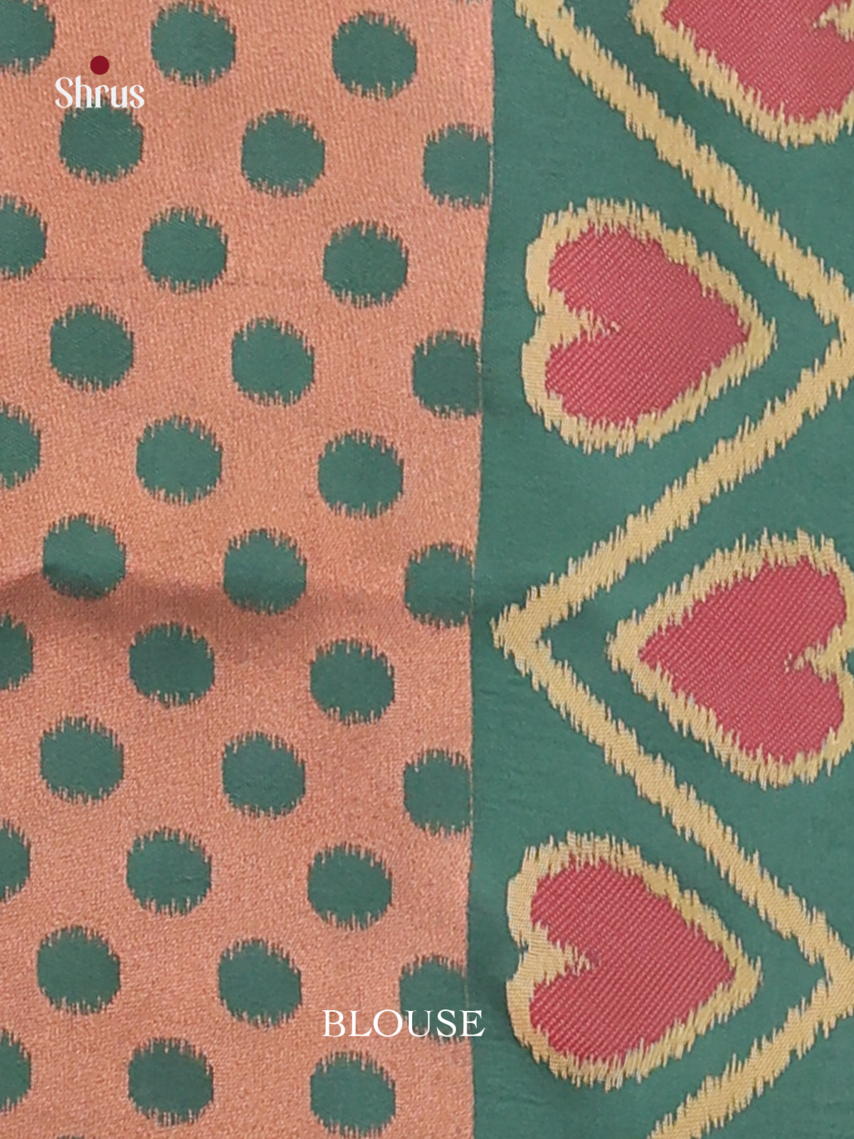 Peach & Green - Semi Softsilk Saree - Shop on Shrus.com