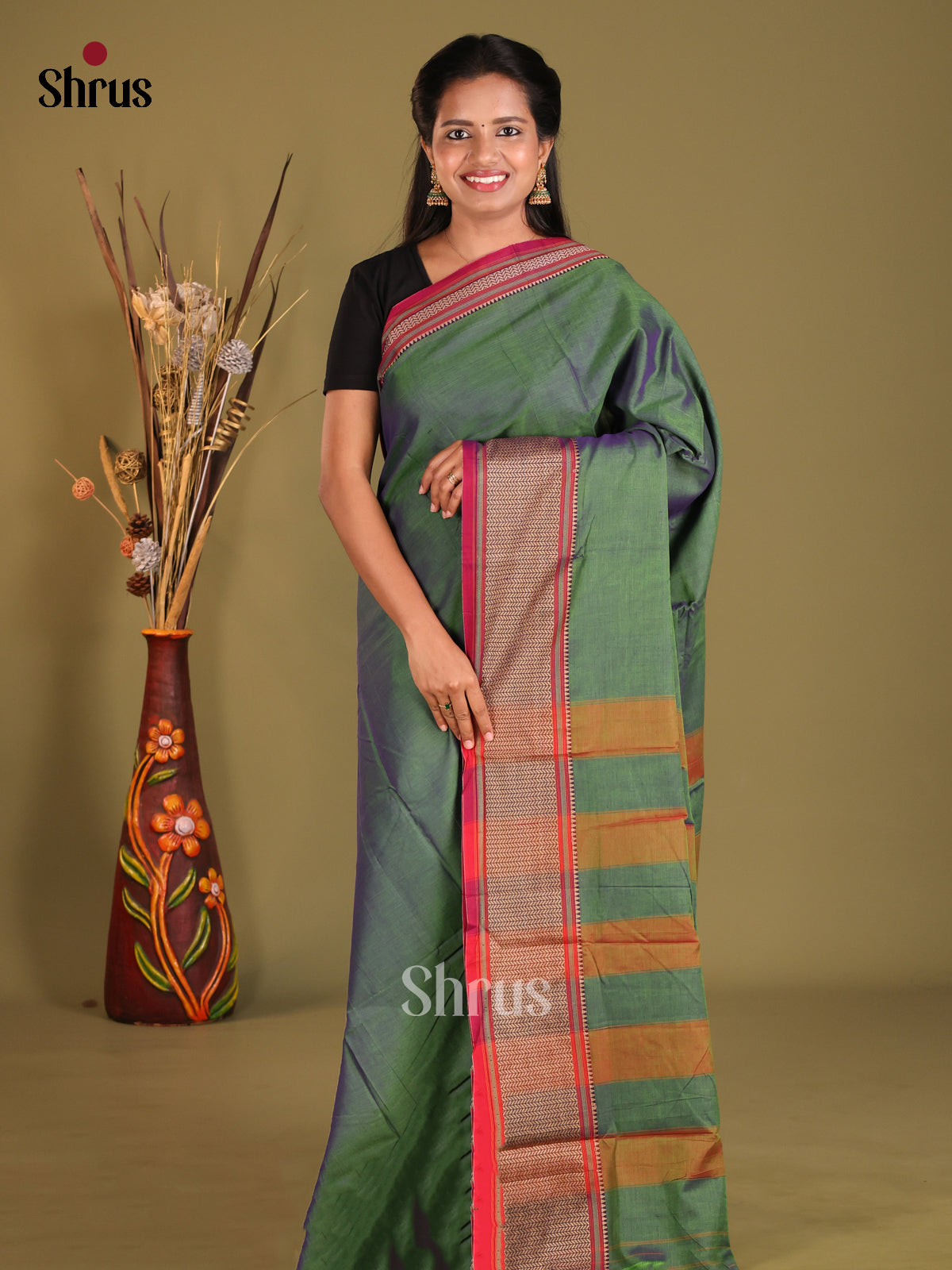 Green & Maroon - Narayanpet Cotton Saree