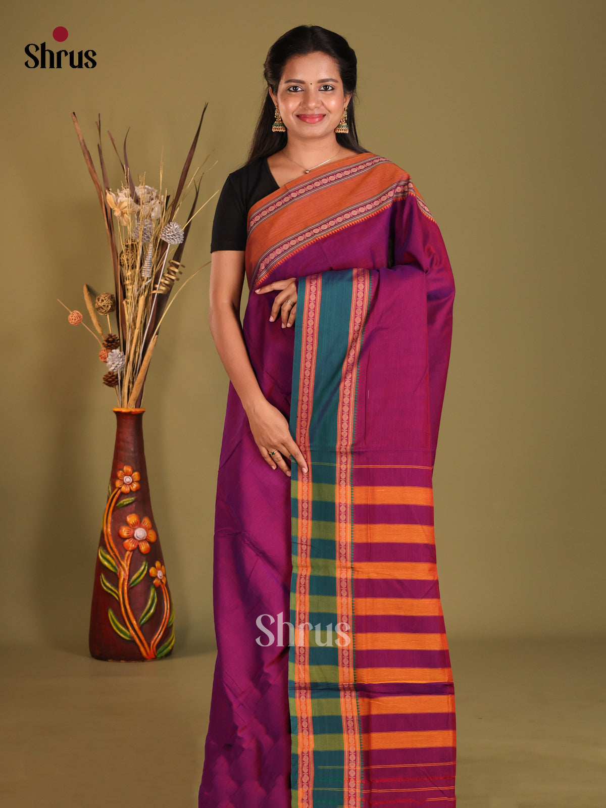 Purple & Green - Narayanpet Cotton Saree