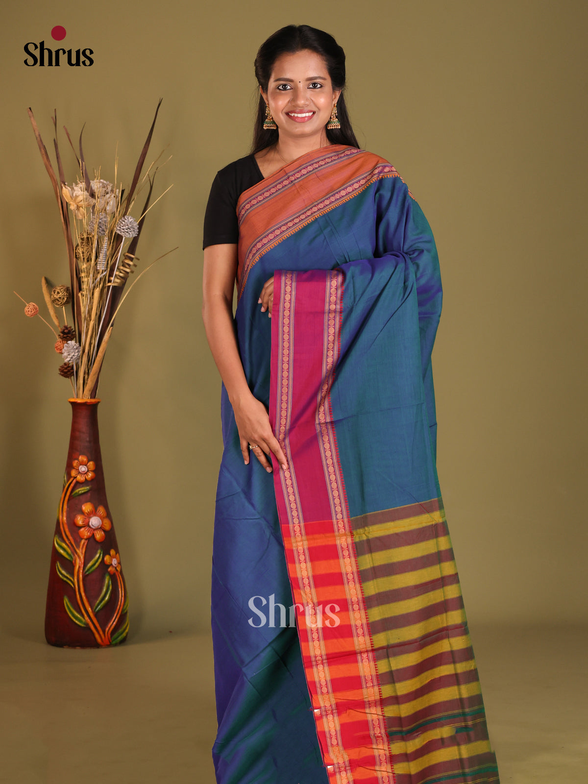 Blue & Purple - Narayanpet Cotton Saree