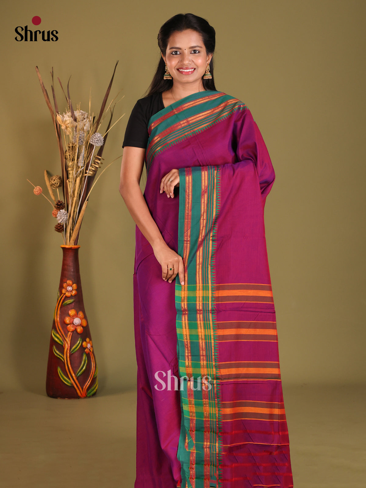 Purple & Green - Narayanpet Cotton Saree
