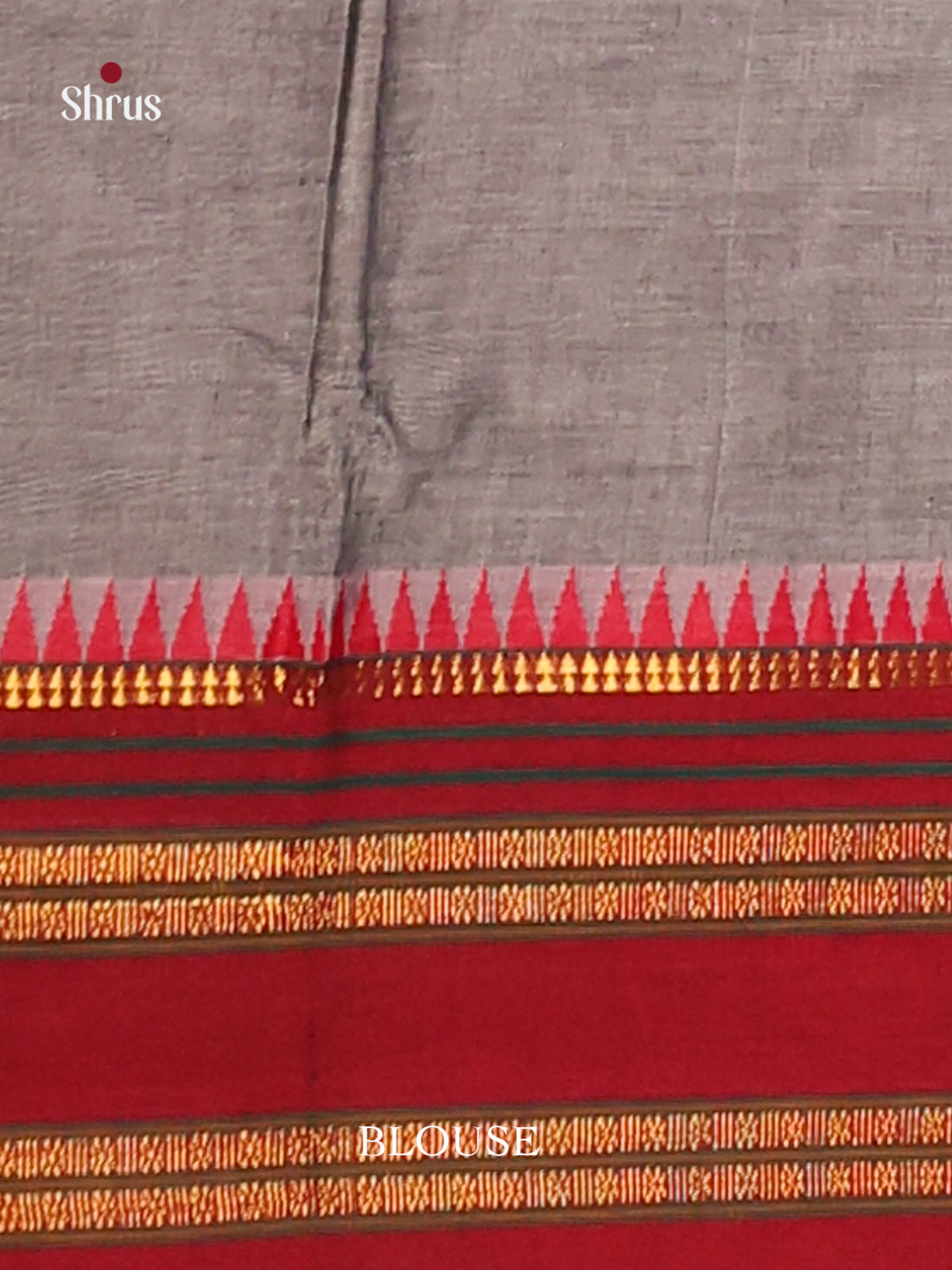 Grey & Red  - Narayanpet Cotton Saree