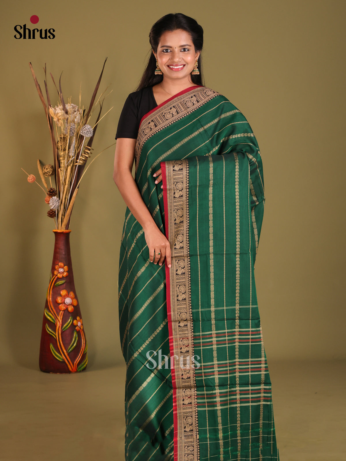Green & Red - Narayanpet Cotton Saree