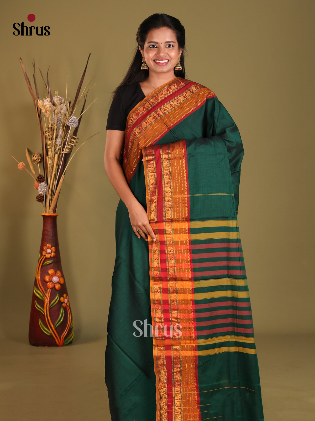 Green & Red - Narayanpet Cotton Saree