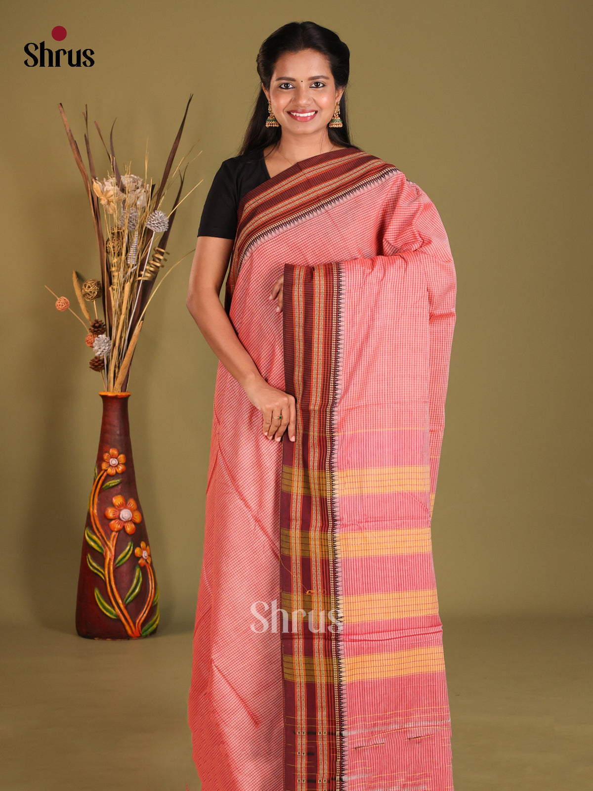 Pink & Maroon- Narayanpet Cotton Saree