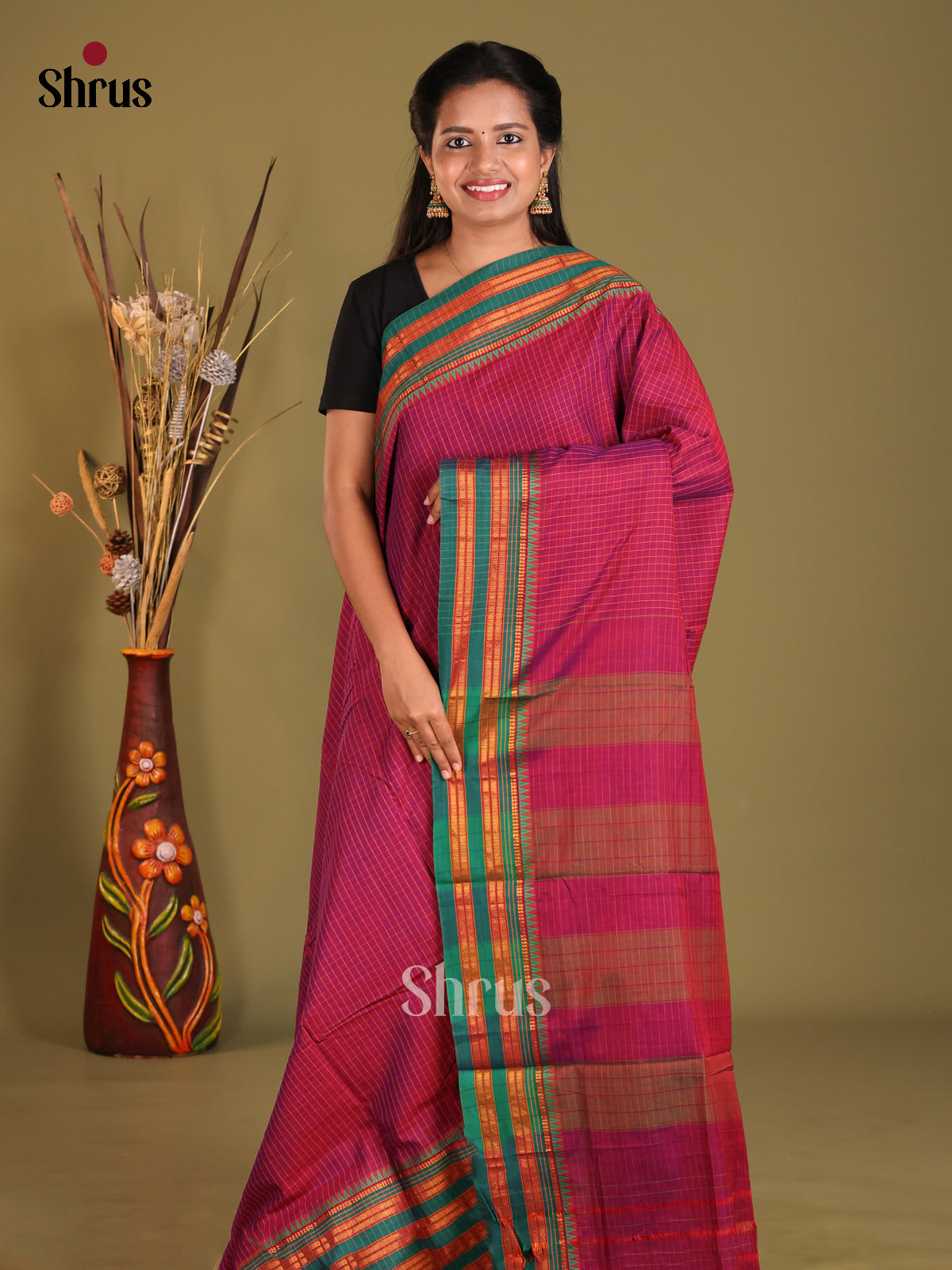 Purple & Green - Narayanpet Cotton Saree