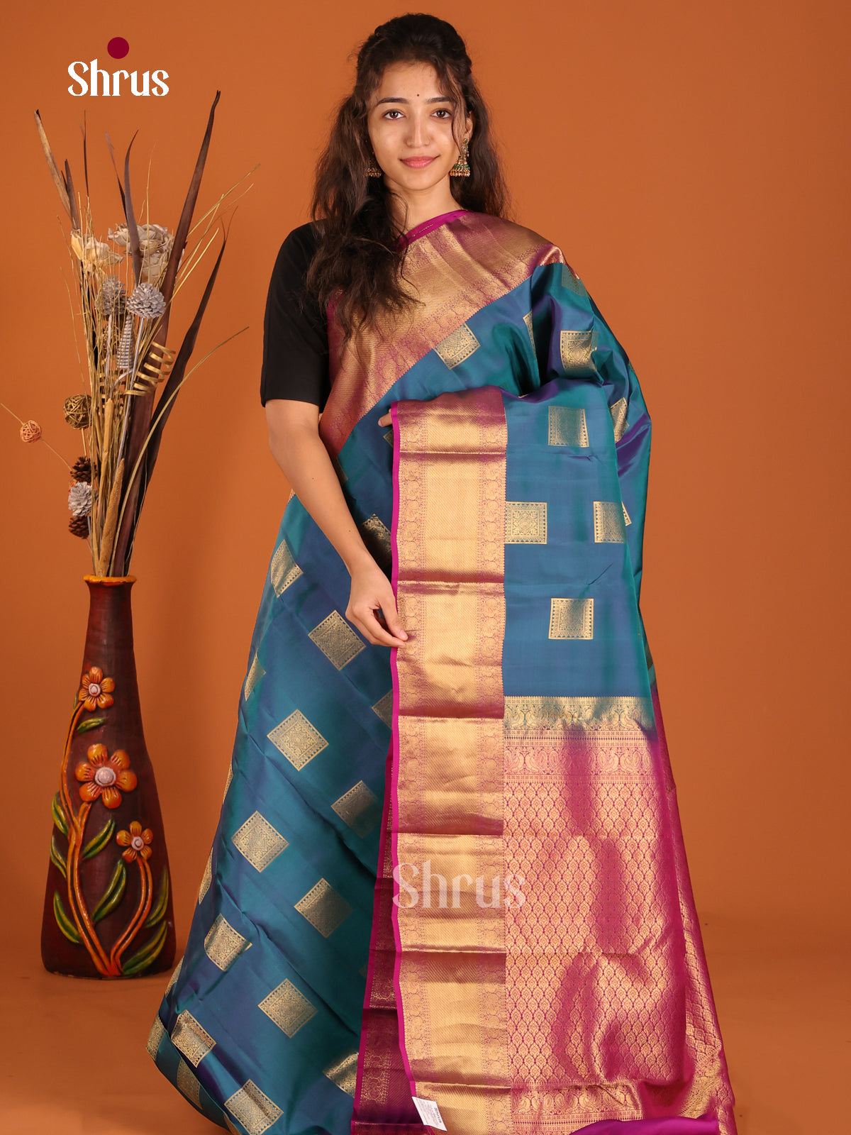 Blue & Purple - Kanchipuram-halfpure Saree