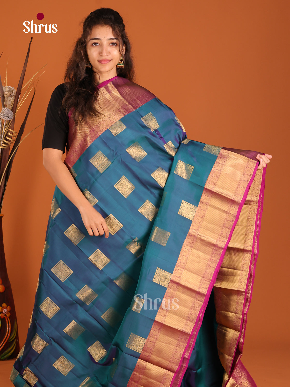 Blue & Purple - Kanchipuram-halfpure Saree
