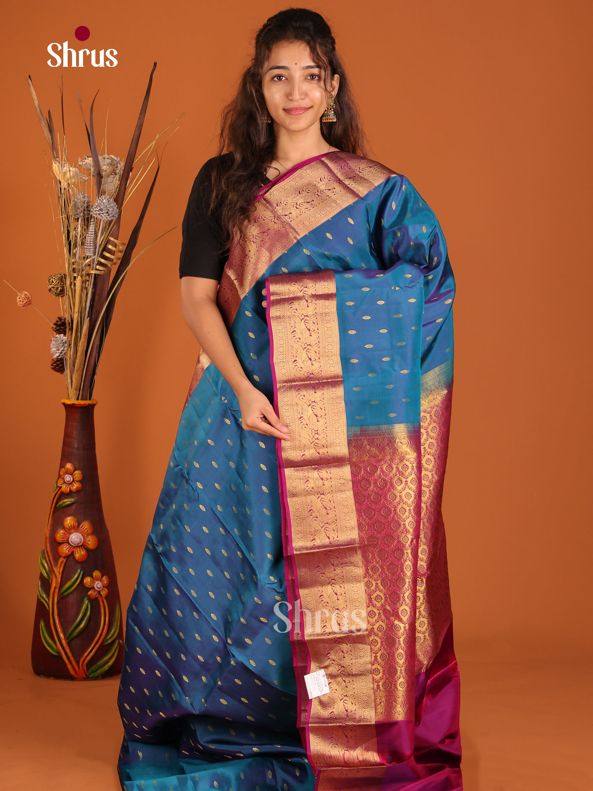 Blue & Purple - Kanchipuram-halfpure Saree