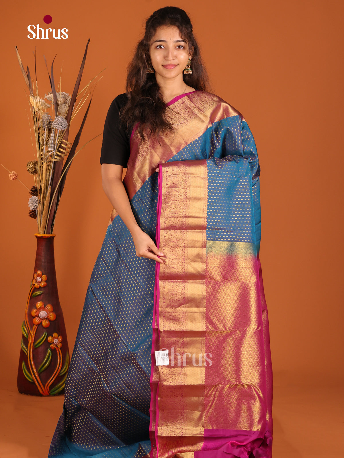 Blue & Purple- Kanchipuram-halfpure Saree
