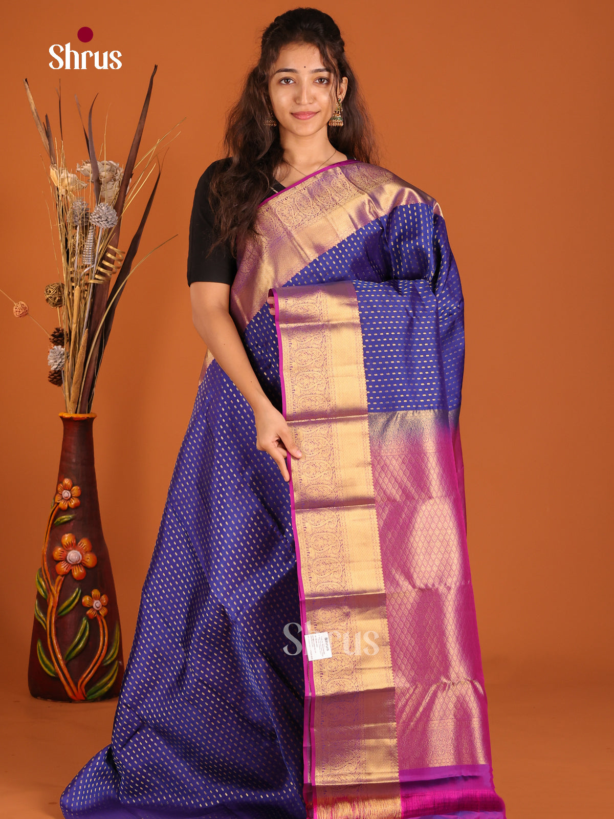 Blue & Purple - Kanchipuram-halfpure Saree