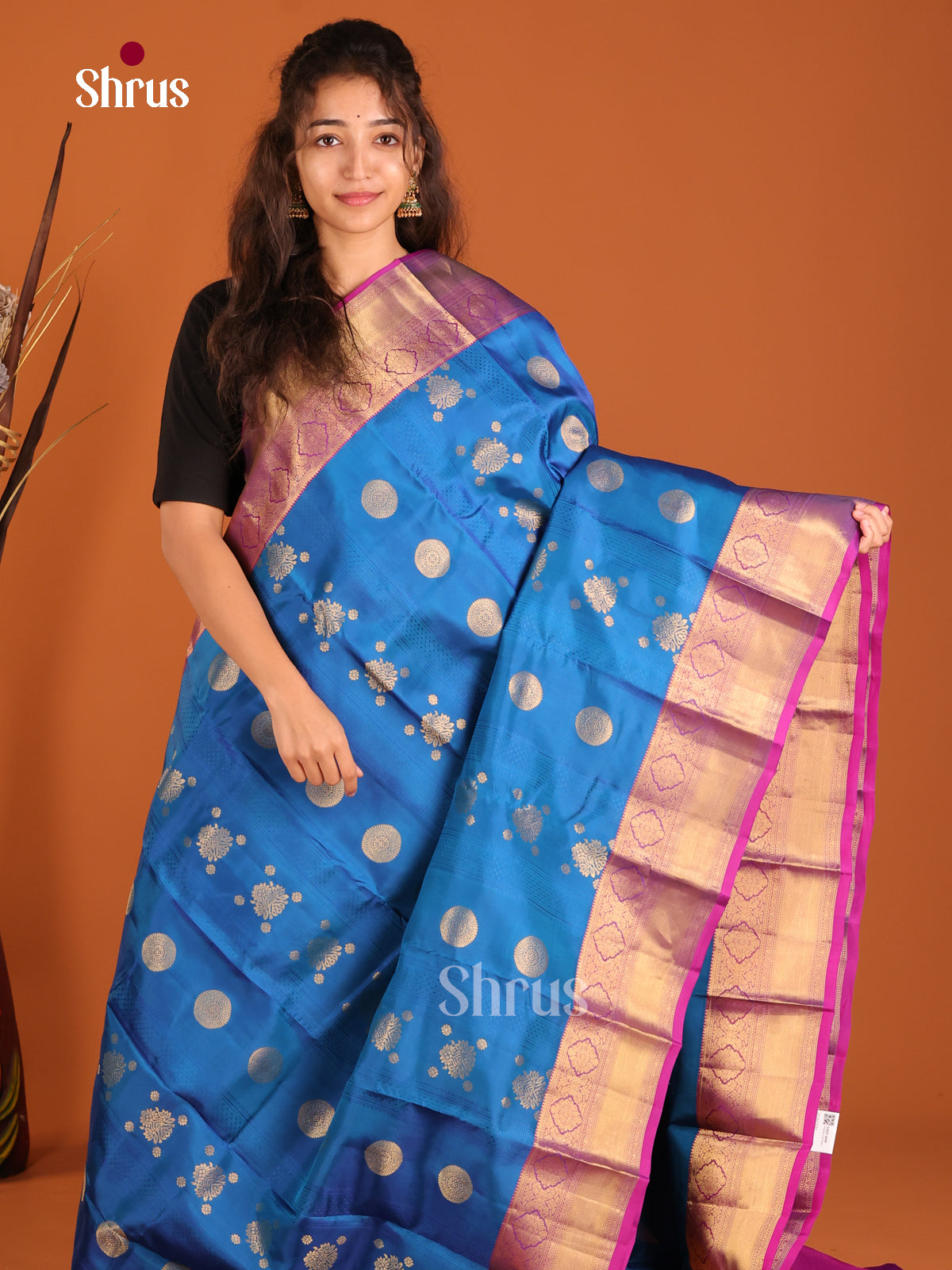 Blue & Purple - Kanchipuram-halfpure Saree