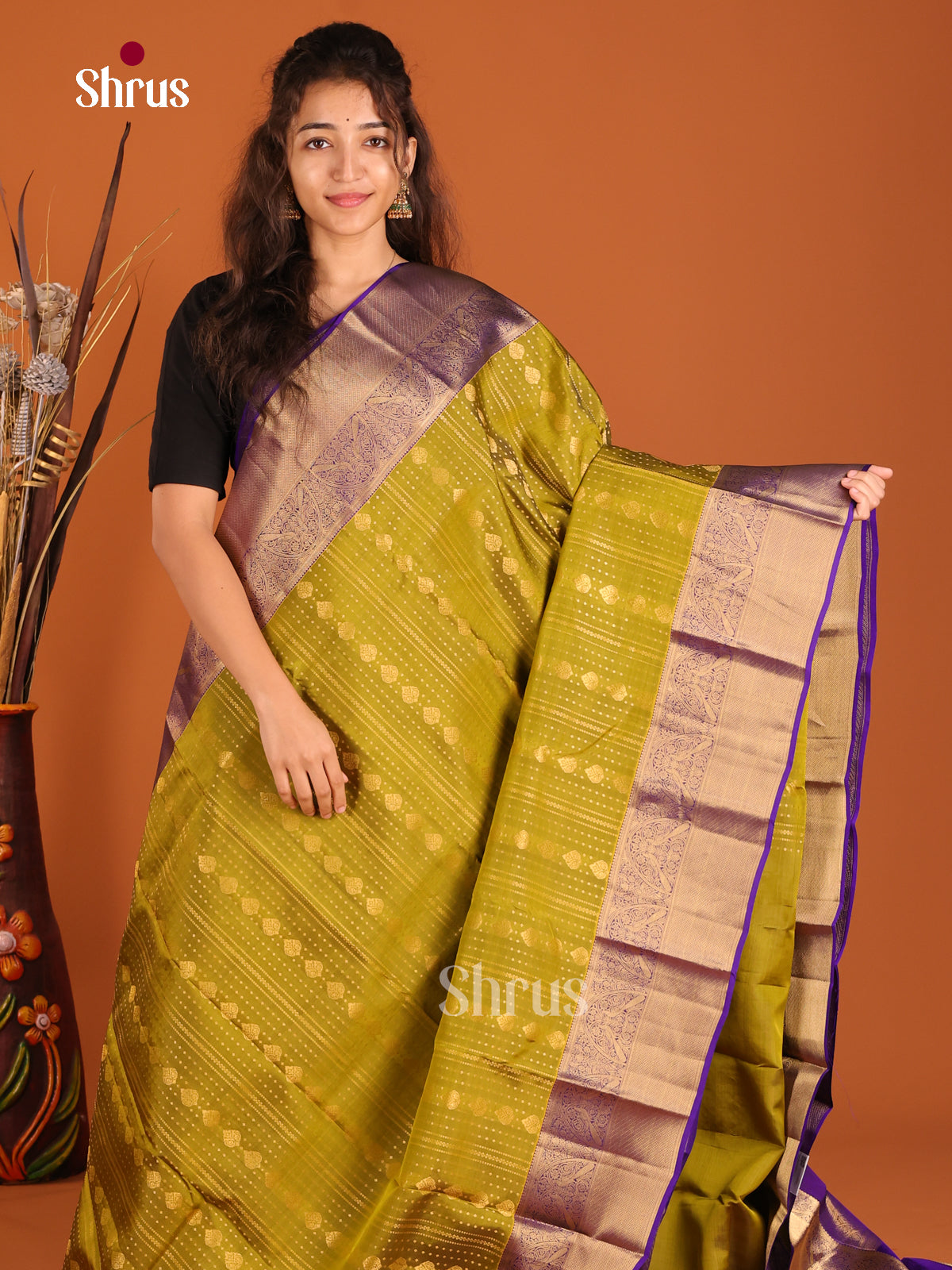 Green & Violet - Kanchipuram-halfpure Saree - Shop on Shrus.com