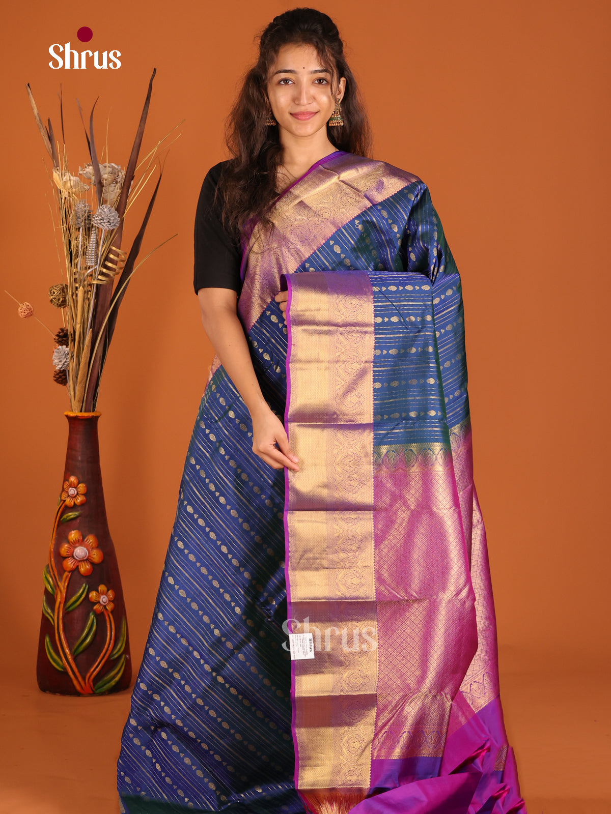 Blue & Purple- Kanchipuram-halfpure Saree