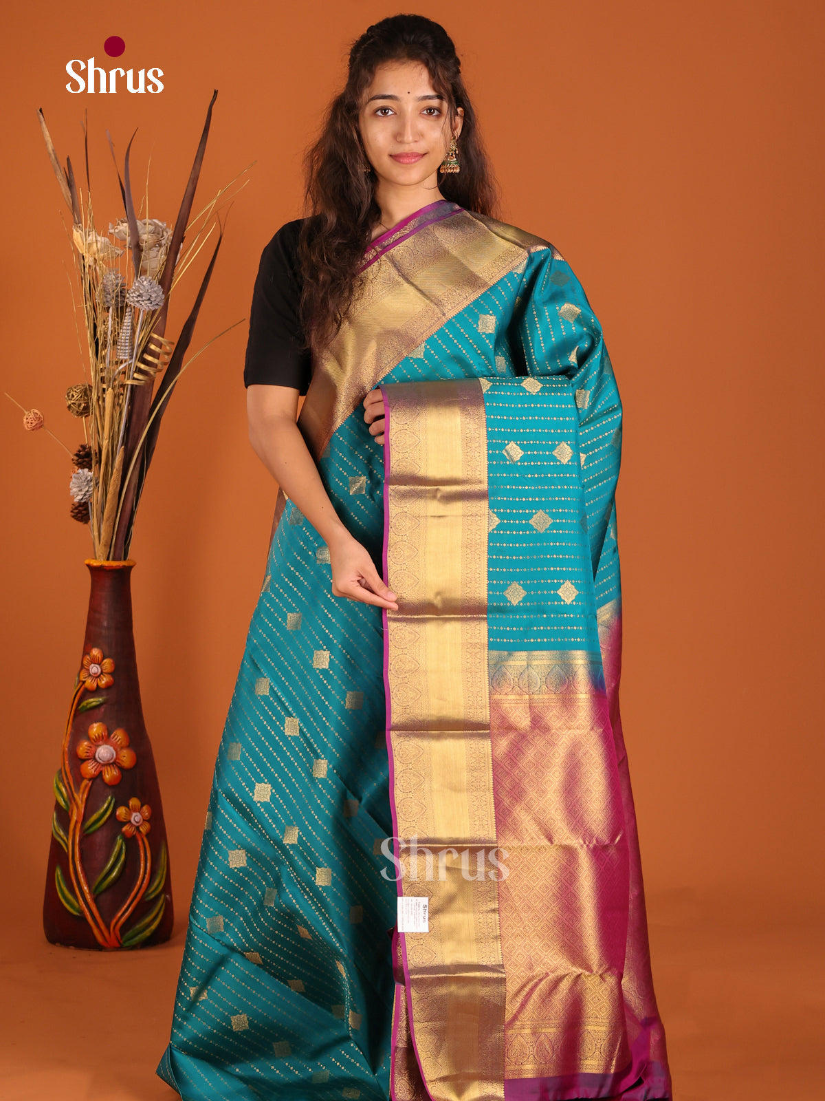 Blue & Purple - Kanchipuram-halfpure Saree