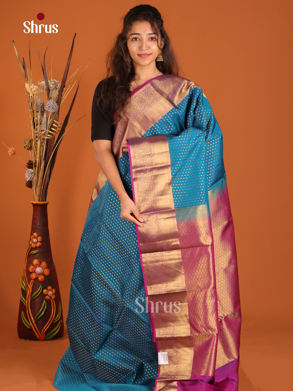 Blue & Purple- Kanchipuram-halfpure Saree