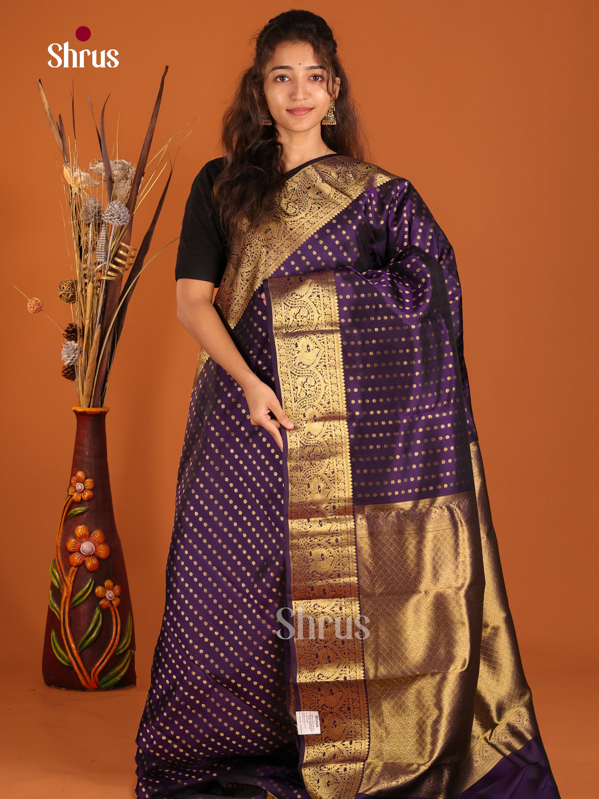 Violet(single Tone)- Kanchipuram-halfpure Saree - Shop on Shrus.com