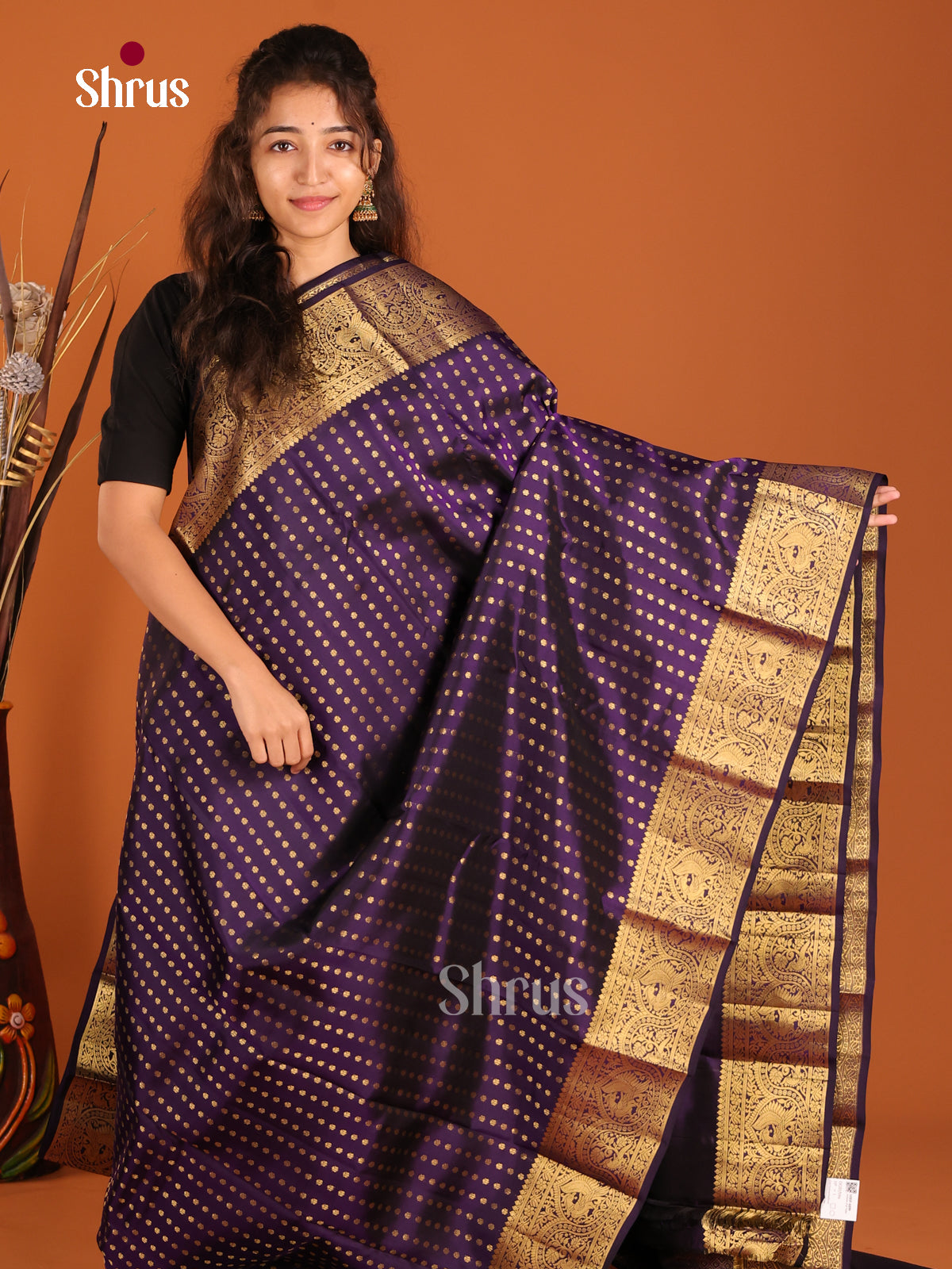 Violet(single Tone)- Kanchipuram-halfpure Saree - Shop on Shrus.com
