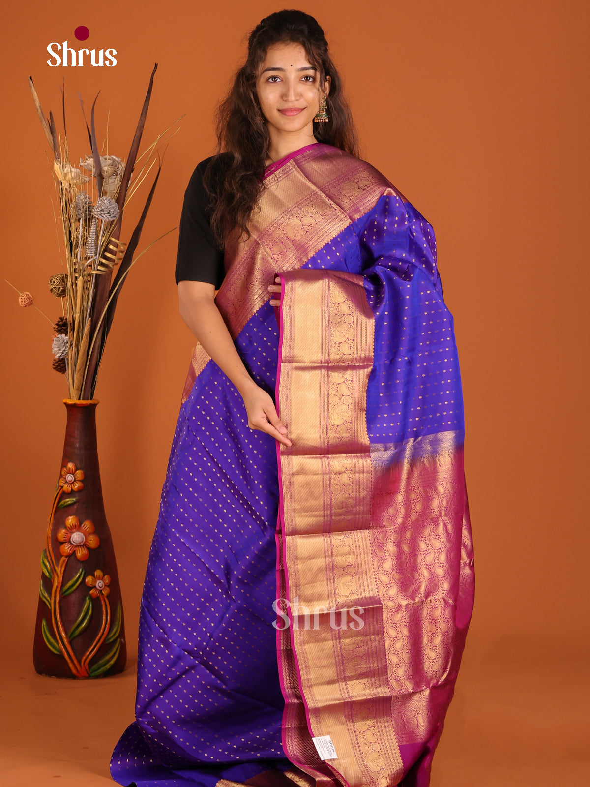 Blue & Purple - Kanchipuram-halfpure Saree