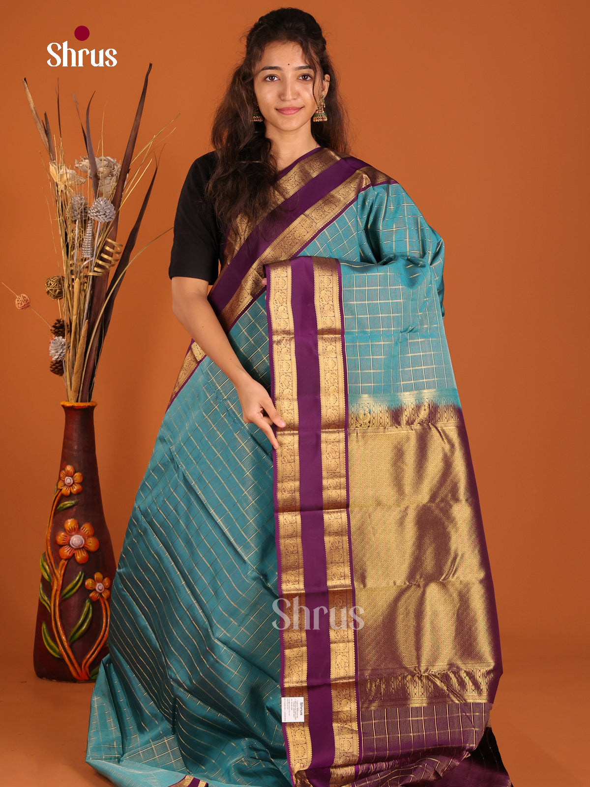 Blue & Violet - Kanchipuram-halfpure Saree