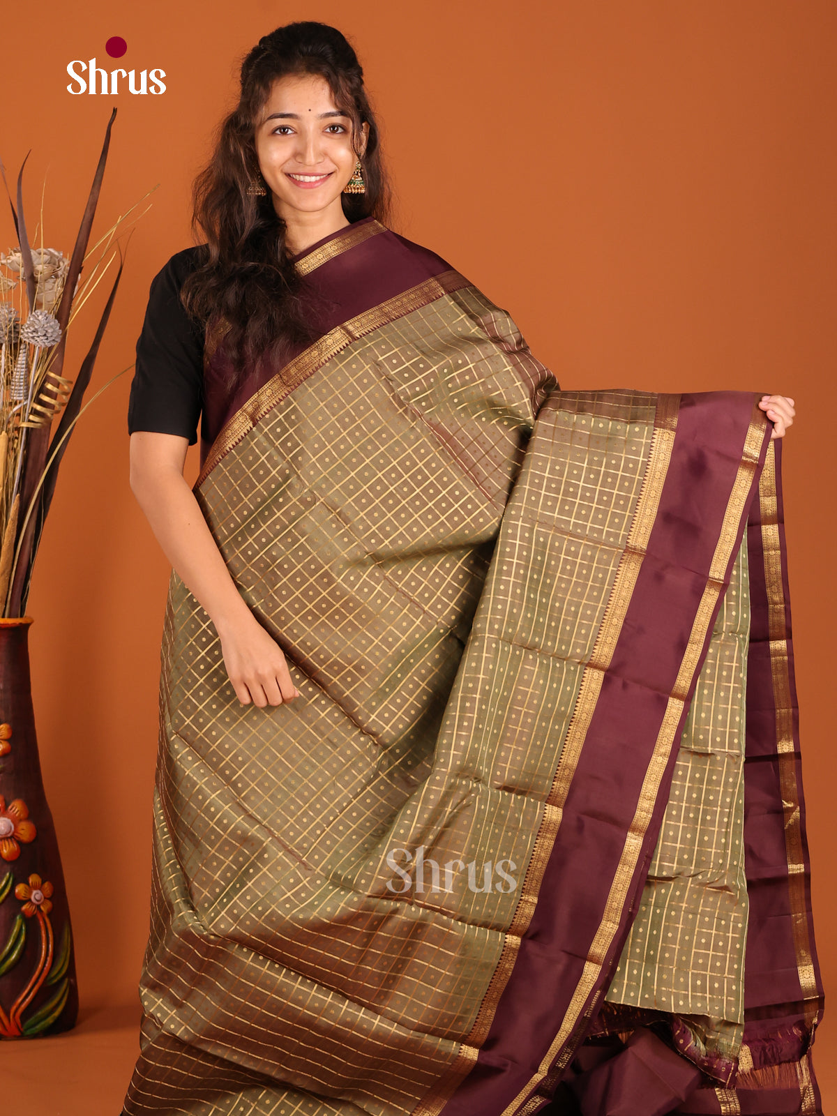 DGS17109 - Kanchipuram-halfpure Saree - Shop on Shrus.com