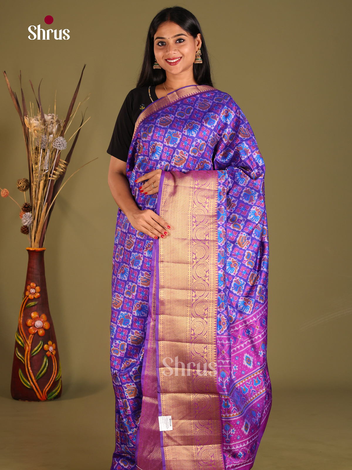 Blue & Purple- Semi Patola Saree