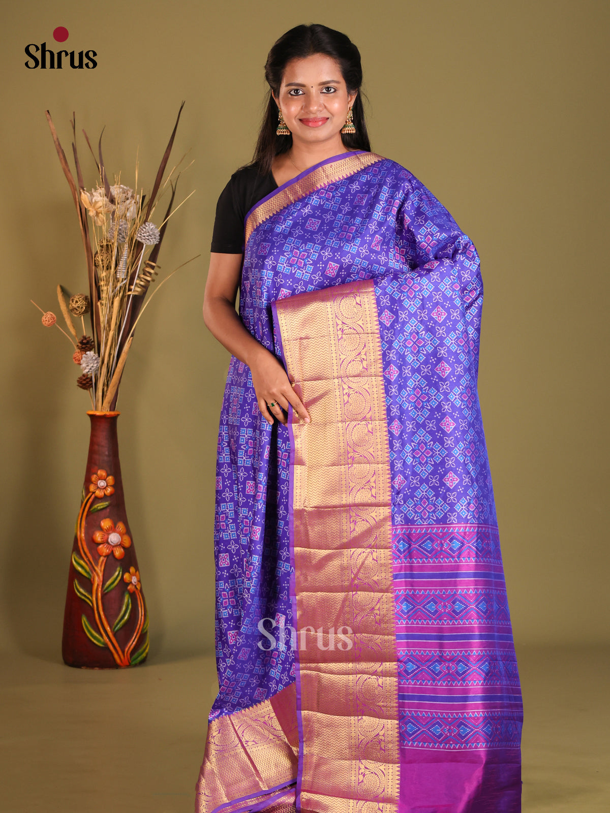 Blue & Purple - Semi Patola Saree