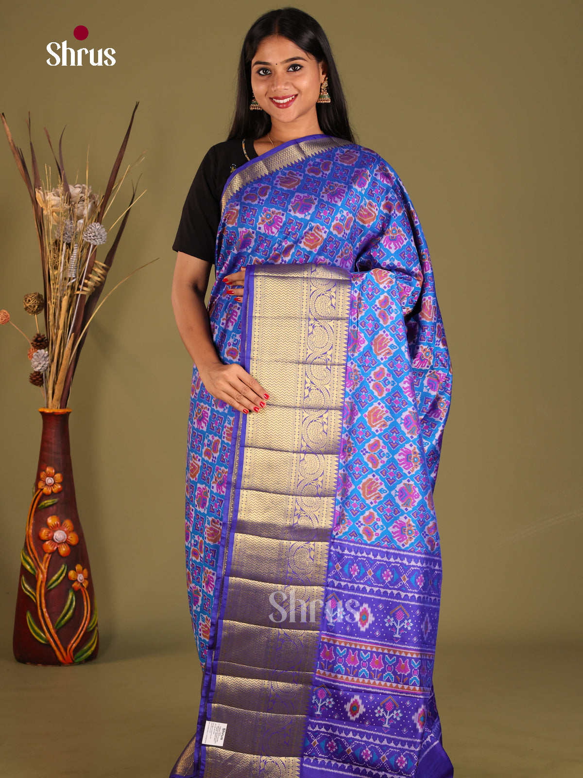 Blue - Semi Patola Saree