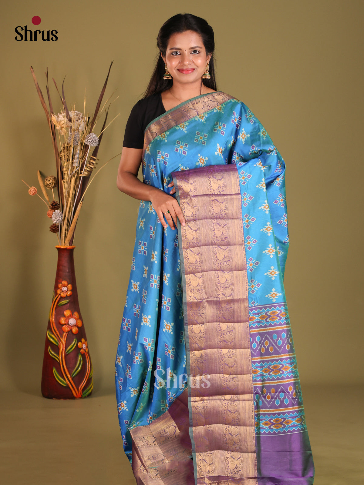 Blue & Purple - Semi Patola Saree