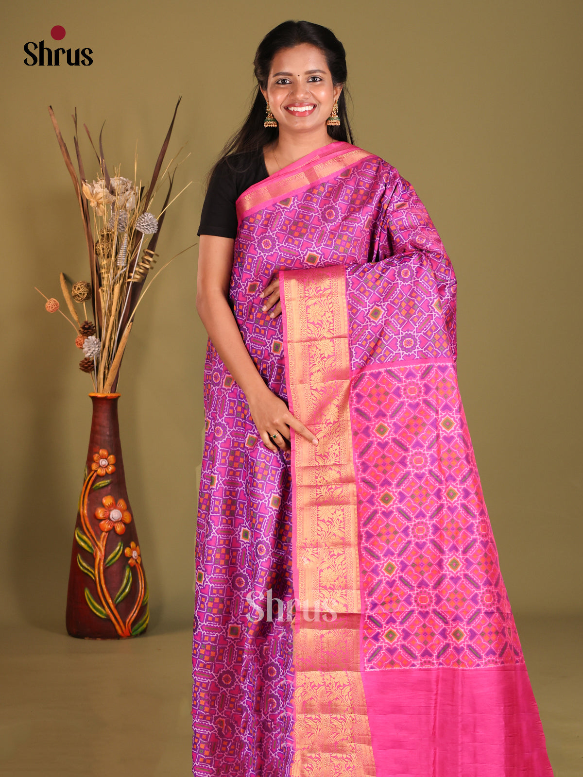Purple & Pink - Semi Patola Saree